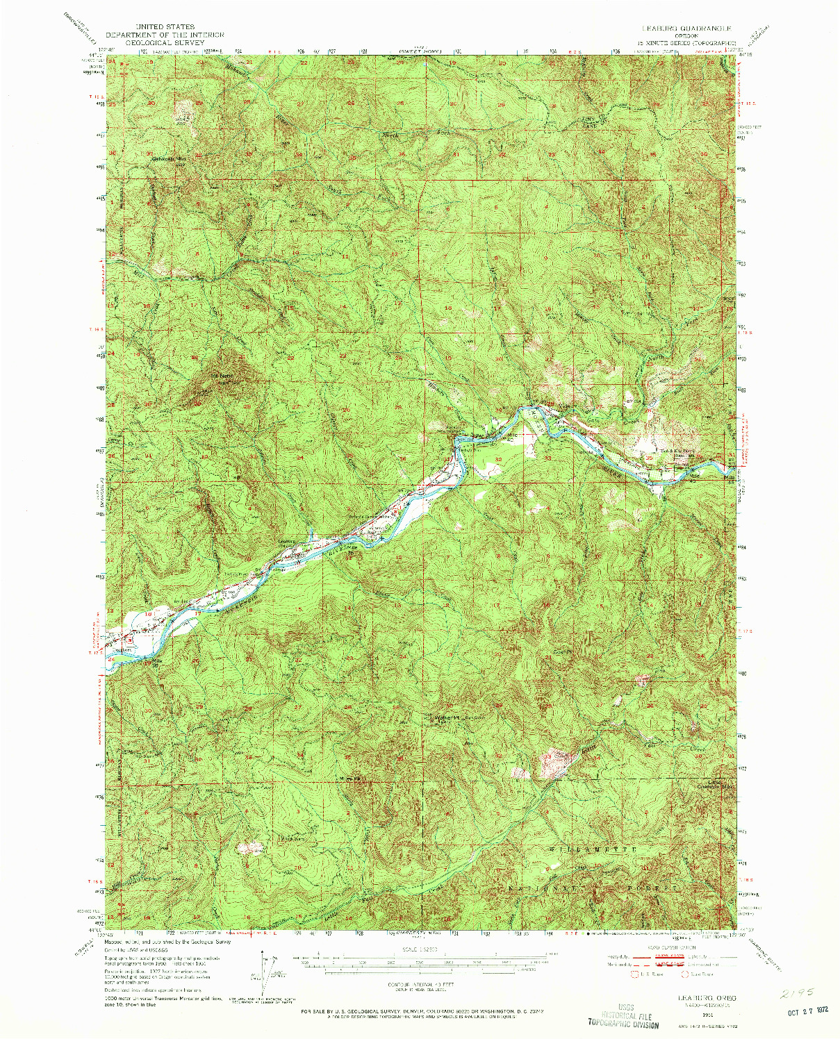 USGS 1:62500-SCALE QUADRANGLE FOR LEABURG, OR 1951