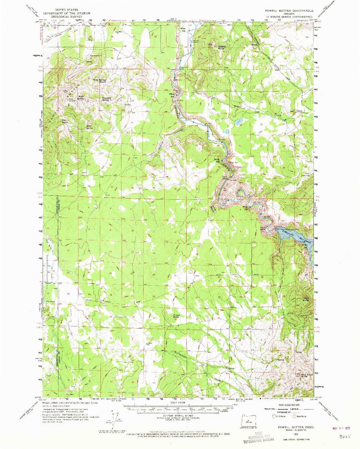 USGS 1:62500-SCALE QUADRANGLE FOR POWELL BUTTES, OR 1962