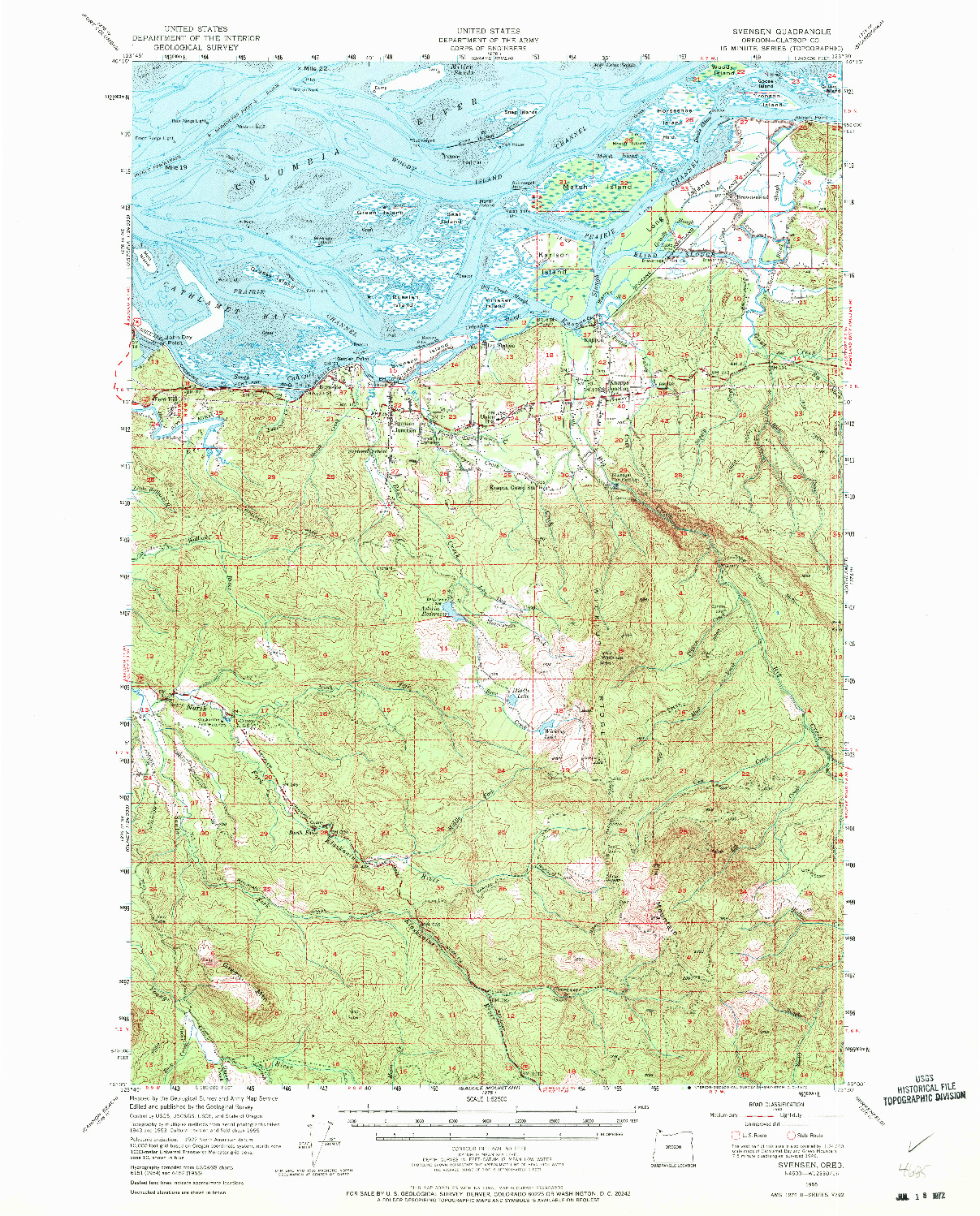 USGS 1:62500-SCALE QUADRANGLE FOR SVENSEN, OR 1955