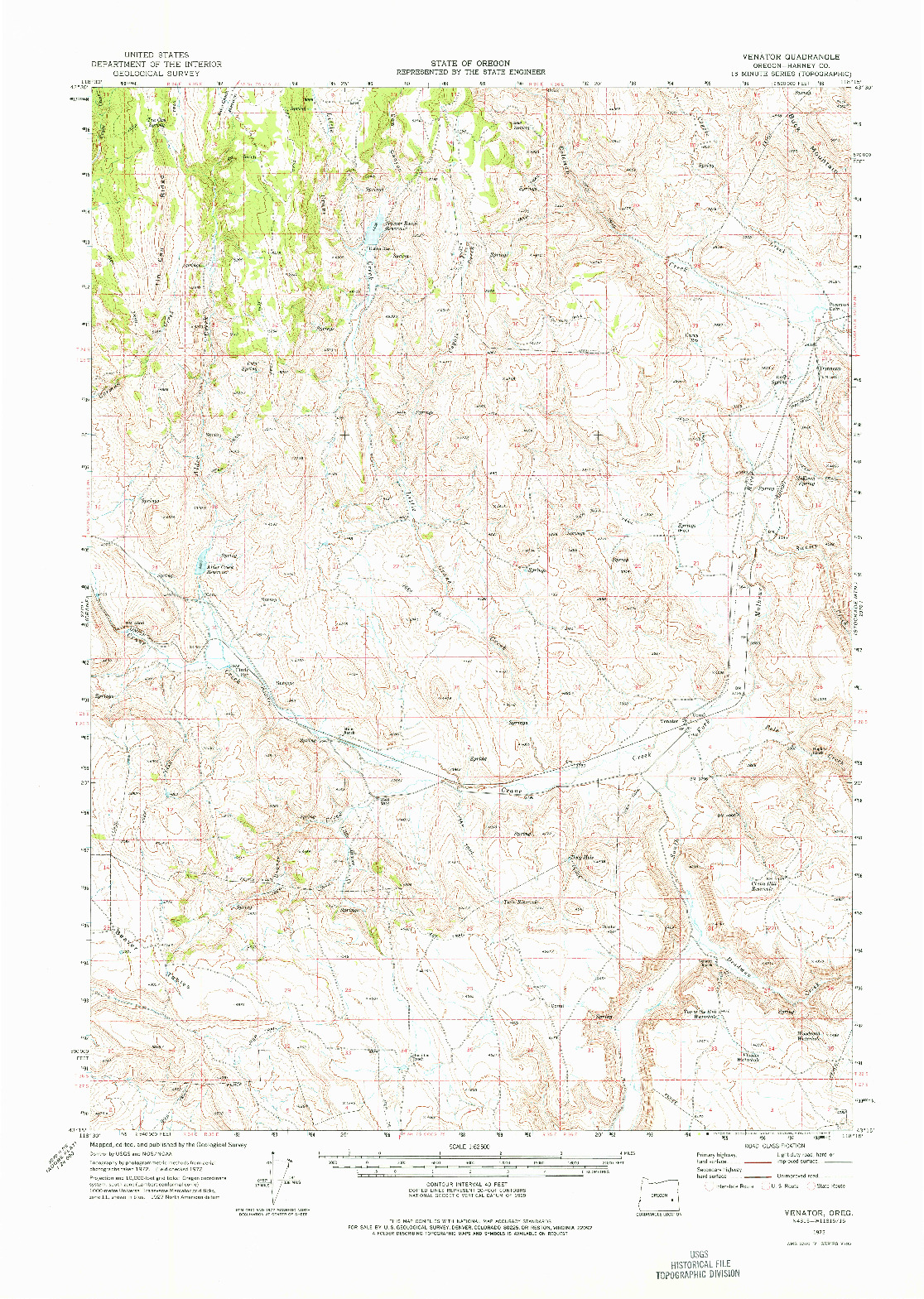 USGS 1:62500-SCALE QUADRANGLE FOR VENATOR, OR 1968