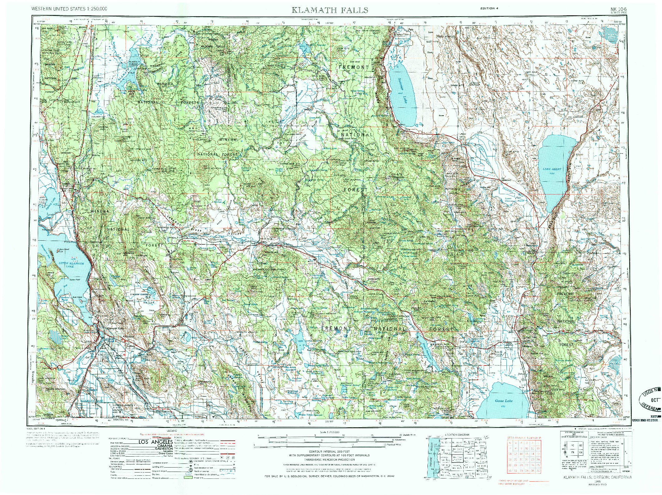 USGS 1:250000-SCALE QUADRANGLE FOR KLAMATH FALLS, OR 1955