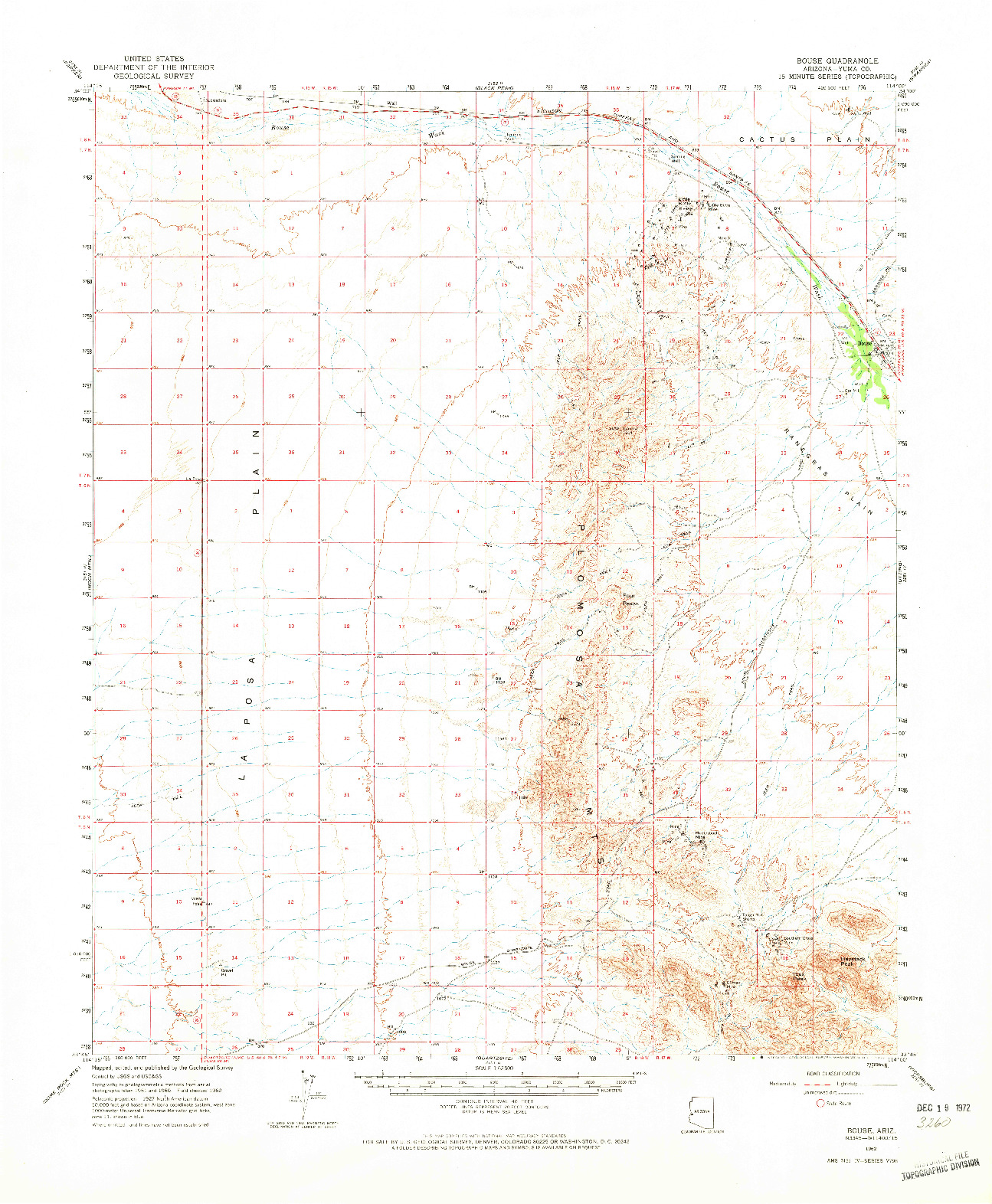 USGS 1:62500-SCALE QUADRANGLE FOR BOUSE, AZ 1962
