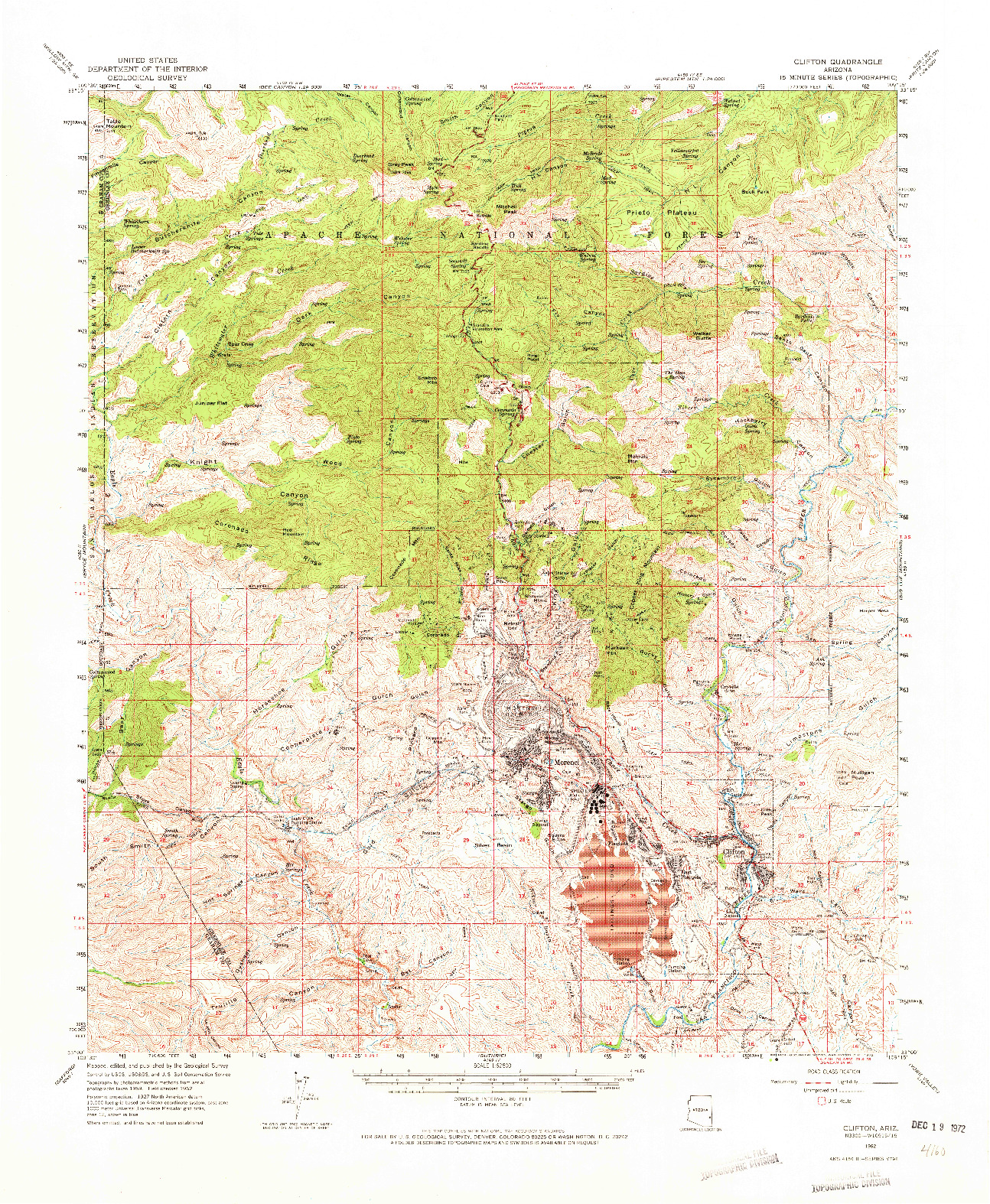 USGS 1:62500-SCALE QUADRANGLE FOR CLIFTON, AZ 1962