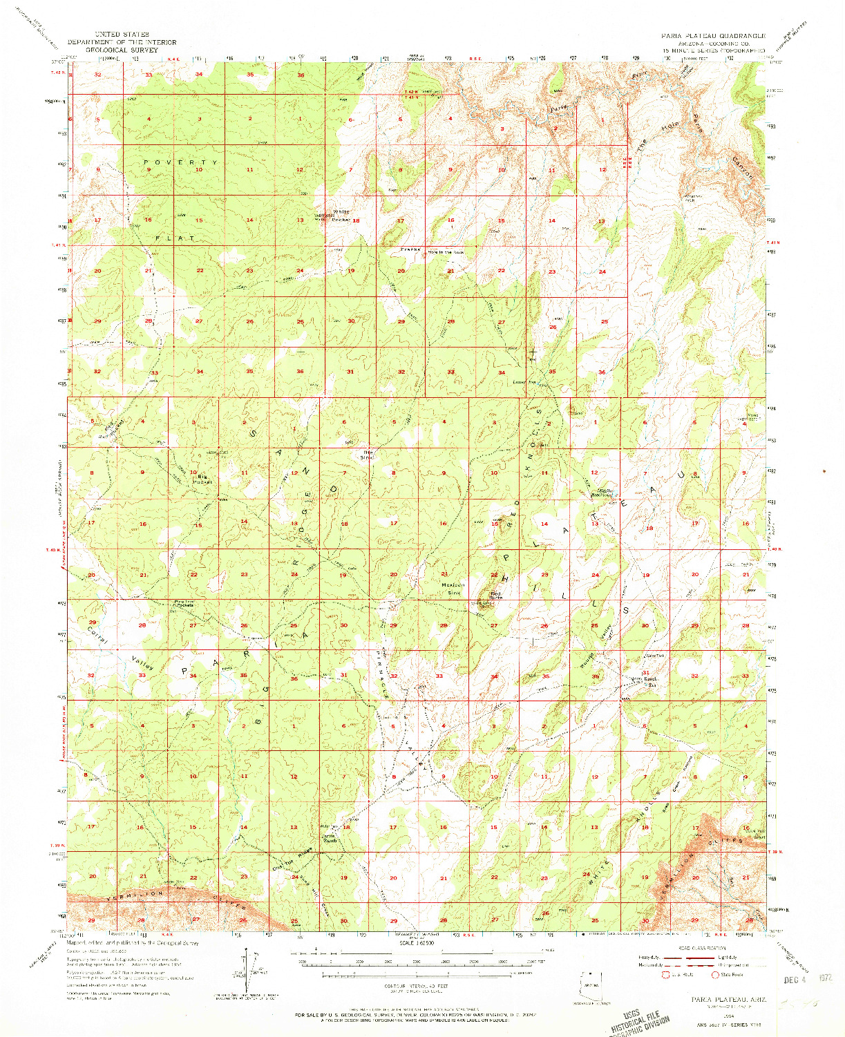 USGS 1:62500-SCALE QUADRANGLE FOR PARIA PLATEAU, AZ 1954