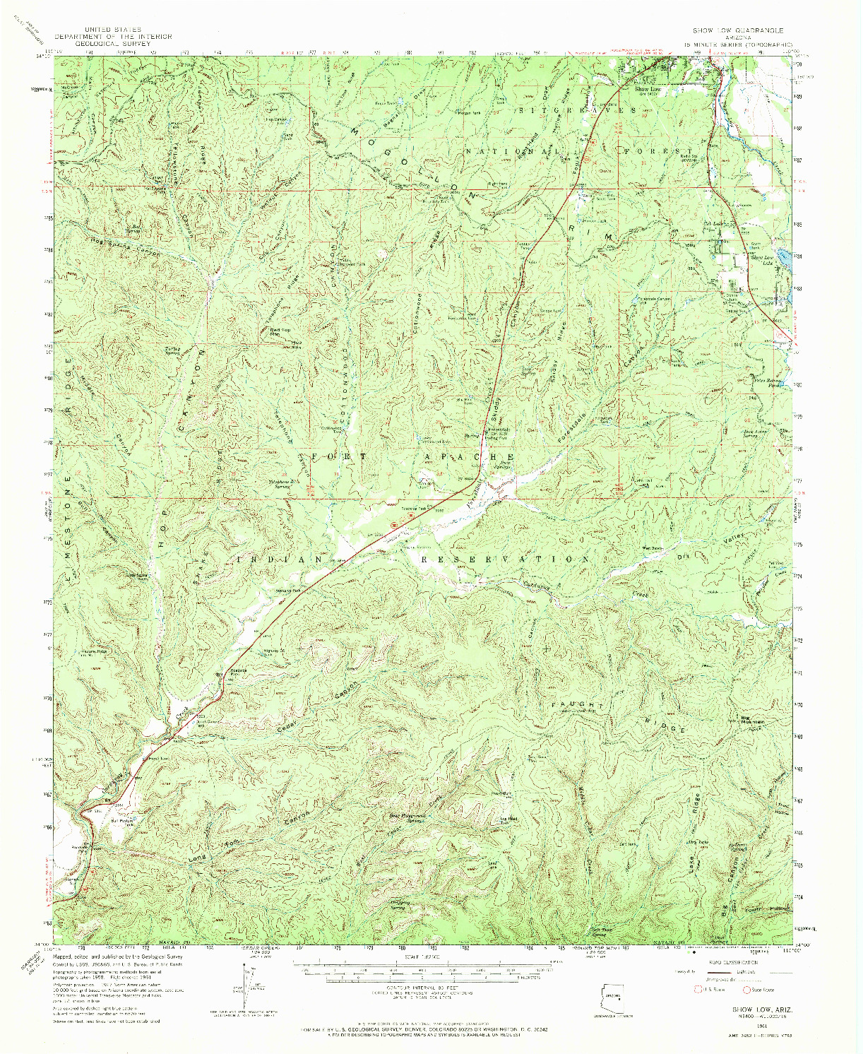 USGS 1:62500-SCALE QUADRANGLE FOR SHOW LOW, AZ 1961