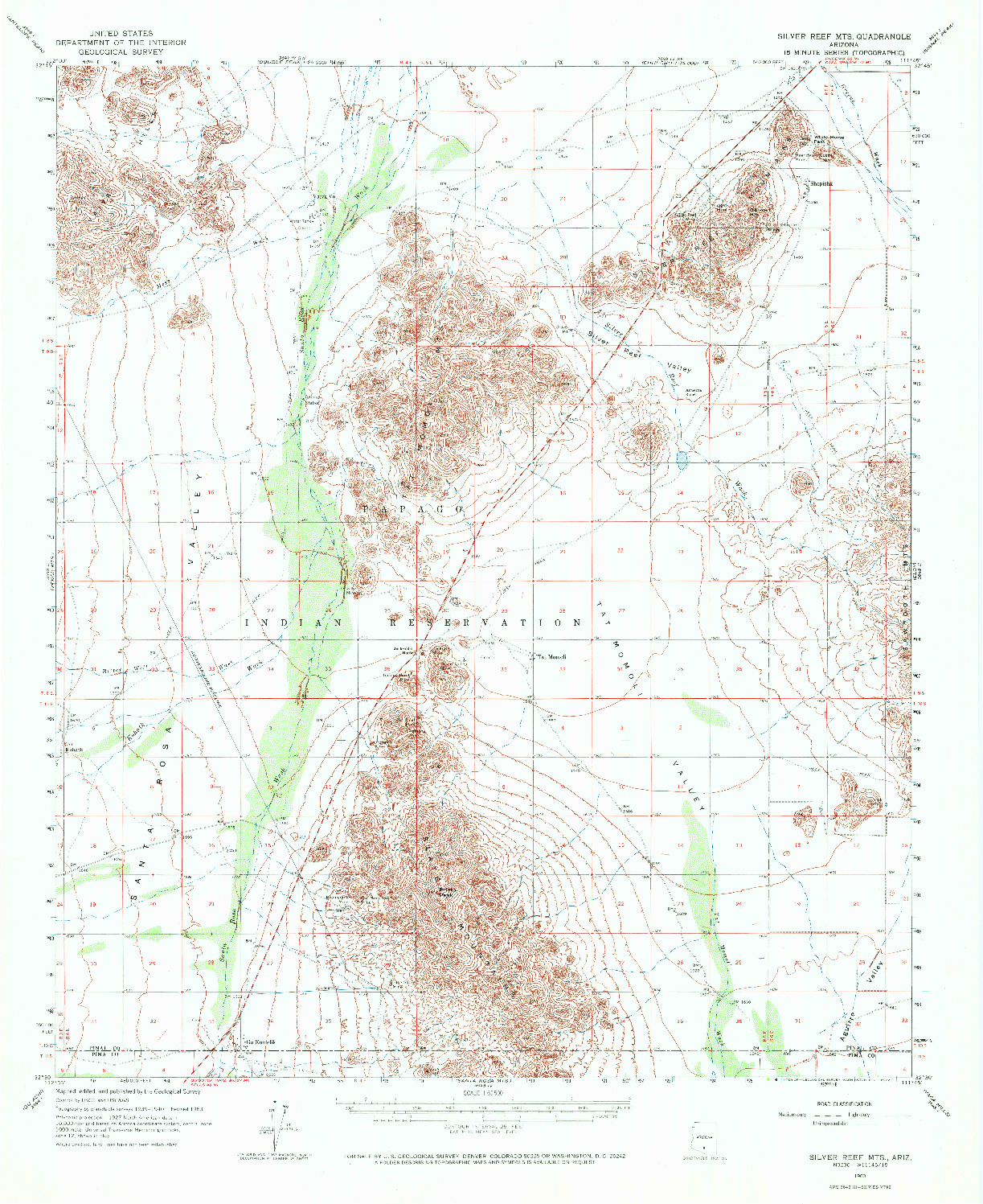 USGS 1:62500-SCALE QUADRANGLE FOR SILVER REEF MTS, AZ 1963