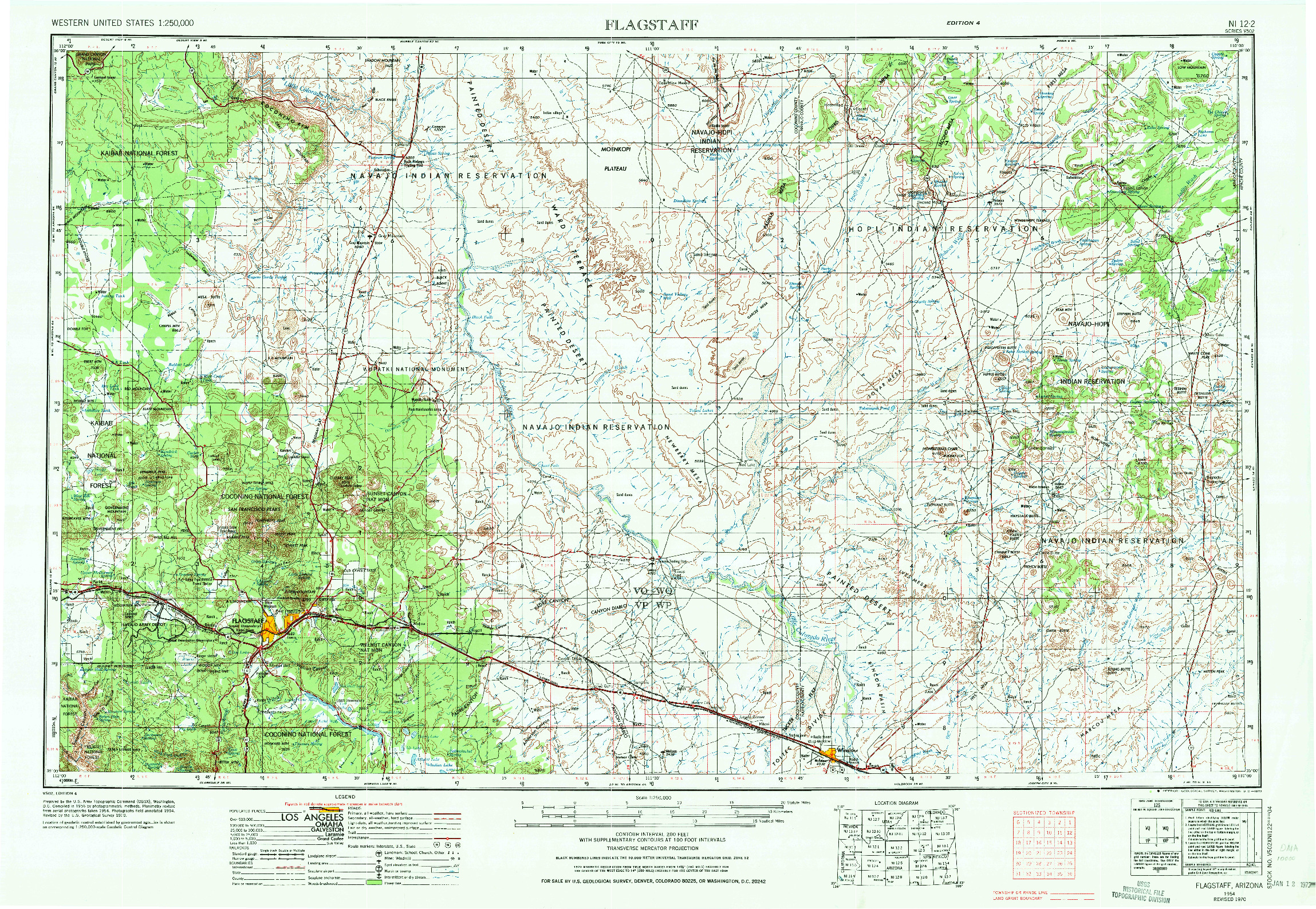 USGS 1:250000-SCALE QUADRANGLE FOR FLAGSTAFF, AZ 1954