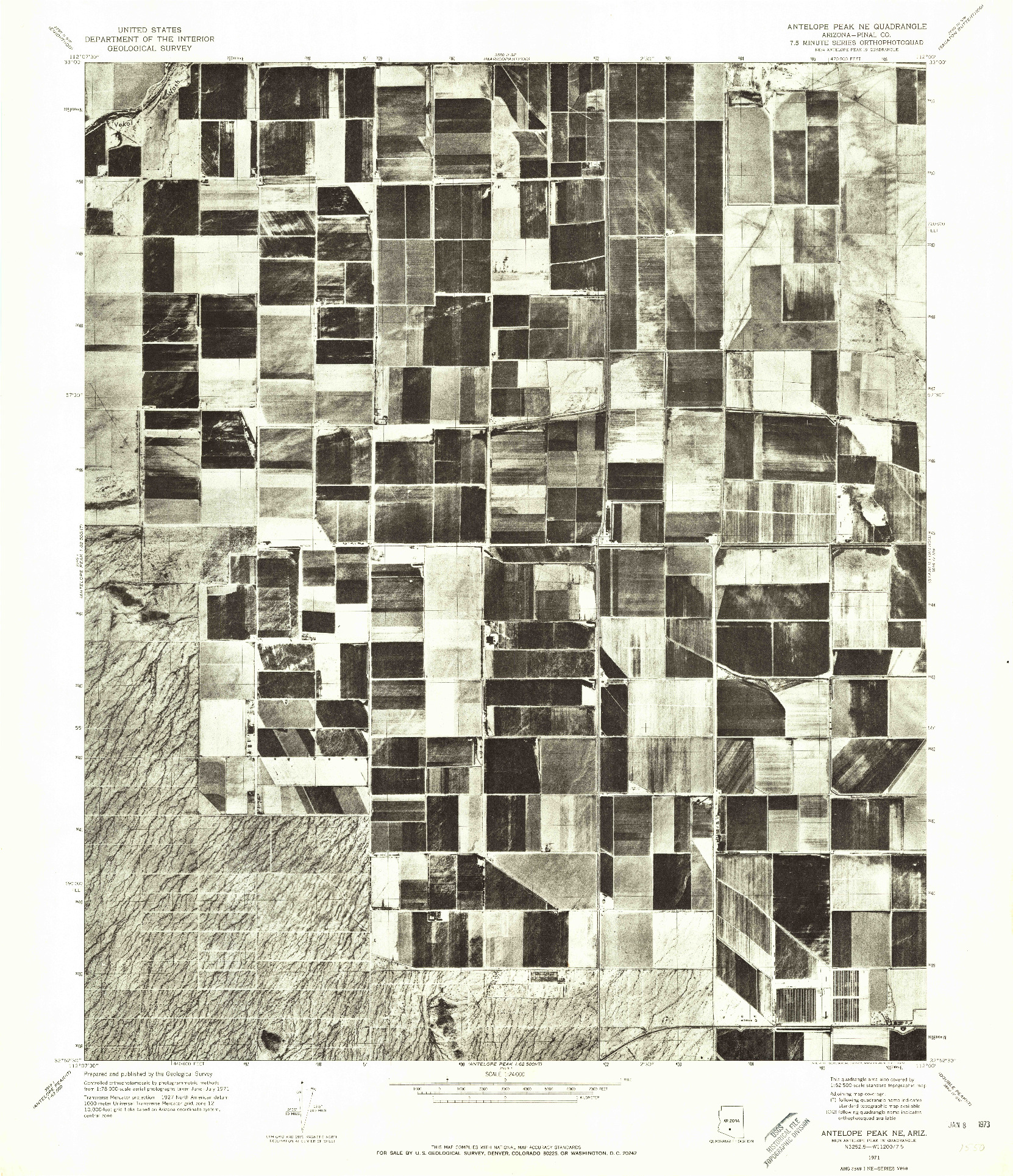 USGS 1:24000-SCALE QUADRANGLE FOR ANTELOPE PEAK NE, AZ 1971