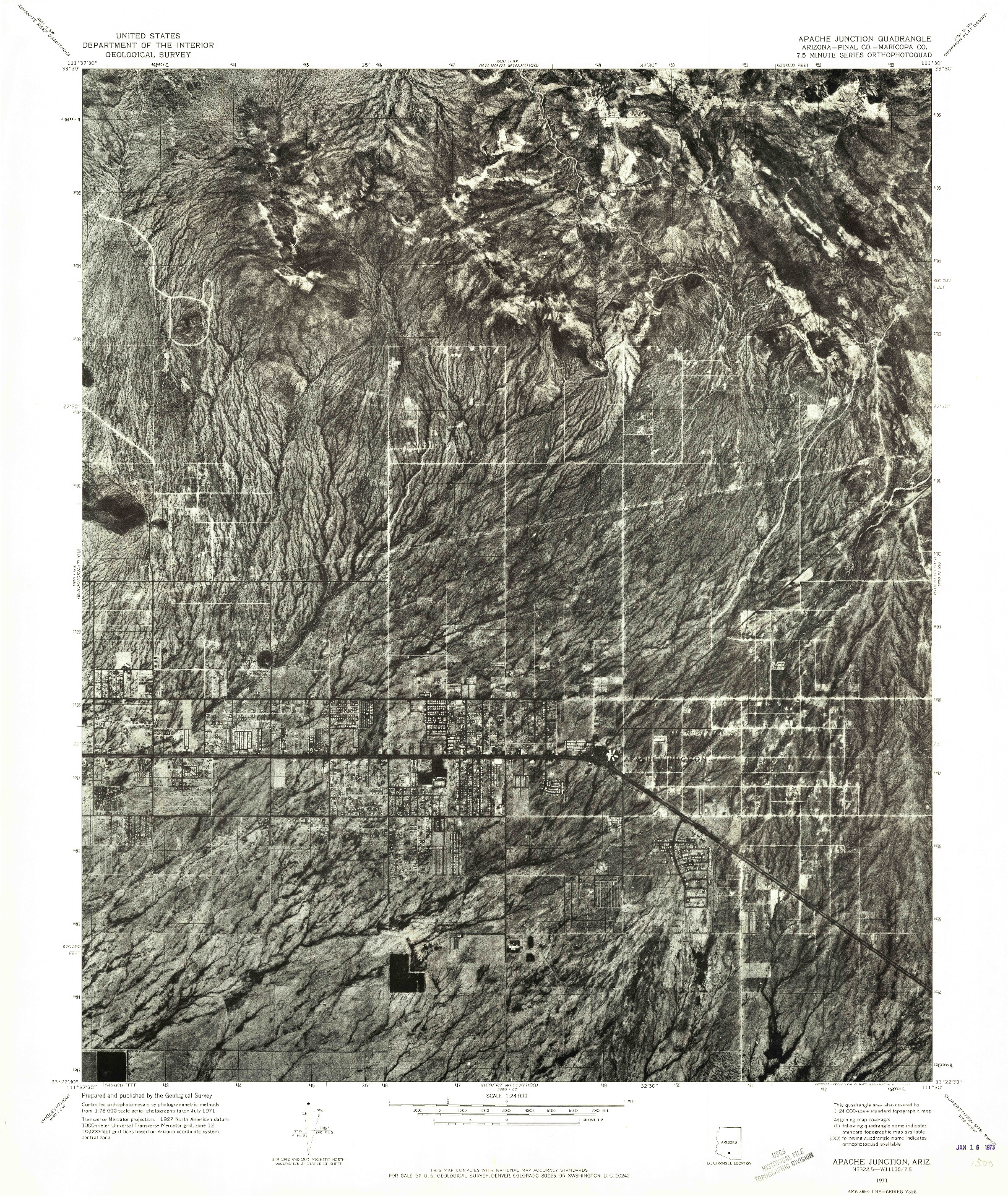 USGS 1:24000-SCALE QUADRANGLE FOR APACHE JUNCTION, AZ 1971