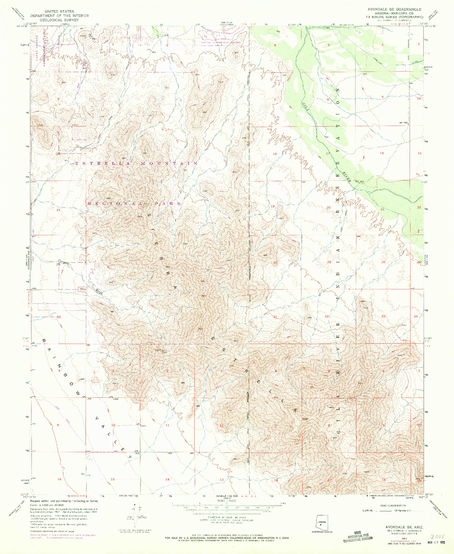 USGS 1:24000-SCALE QUADRANGLE FOR AVONDALE SE, AZ 1957