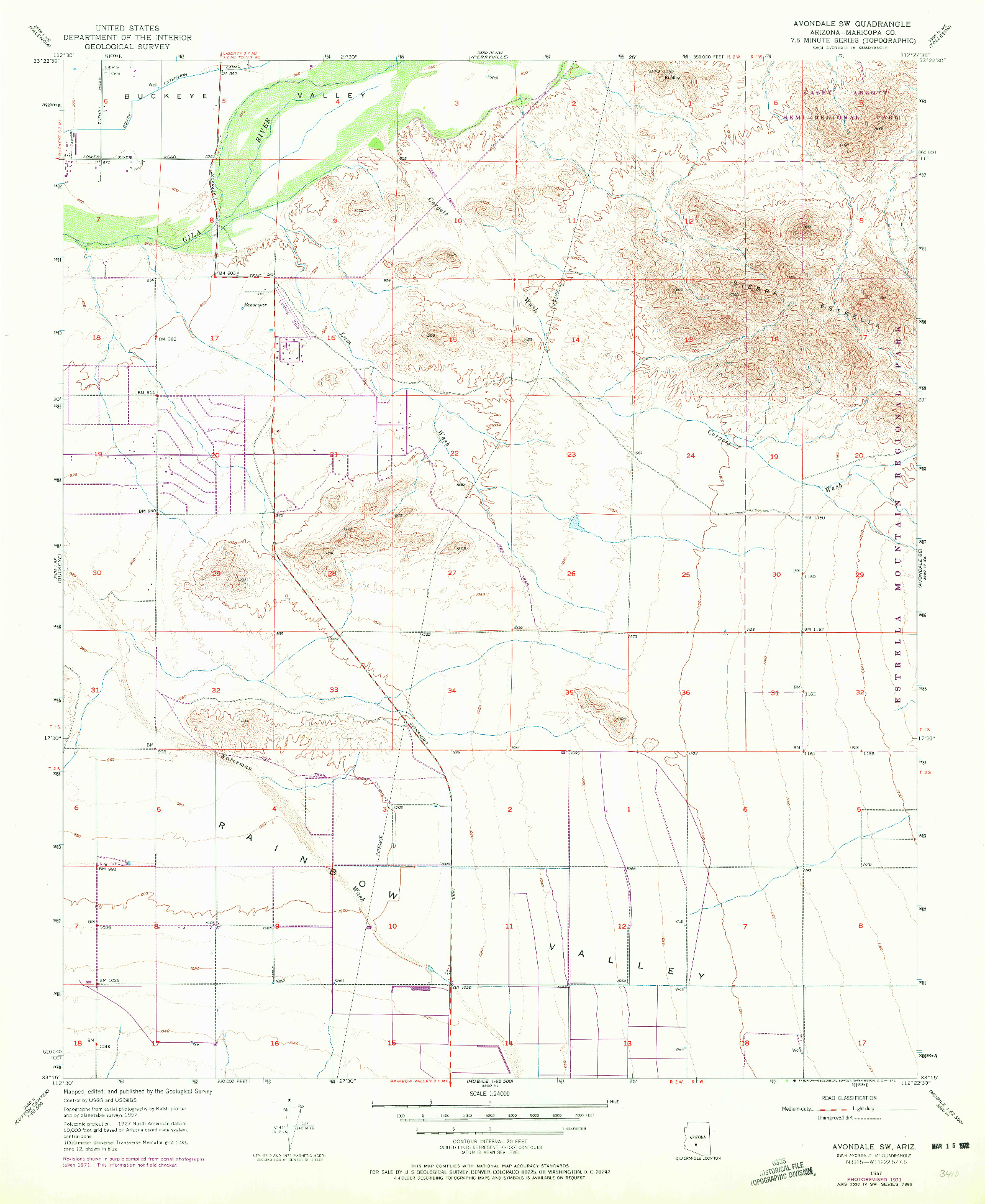 USGS 1:24000-SCALE QUADRANGLE FOR AVONDALE SW, AZ 1957