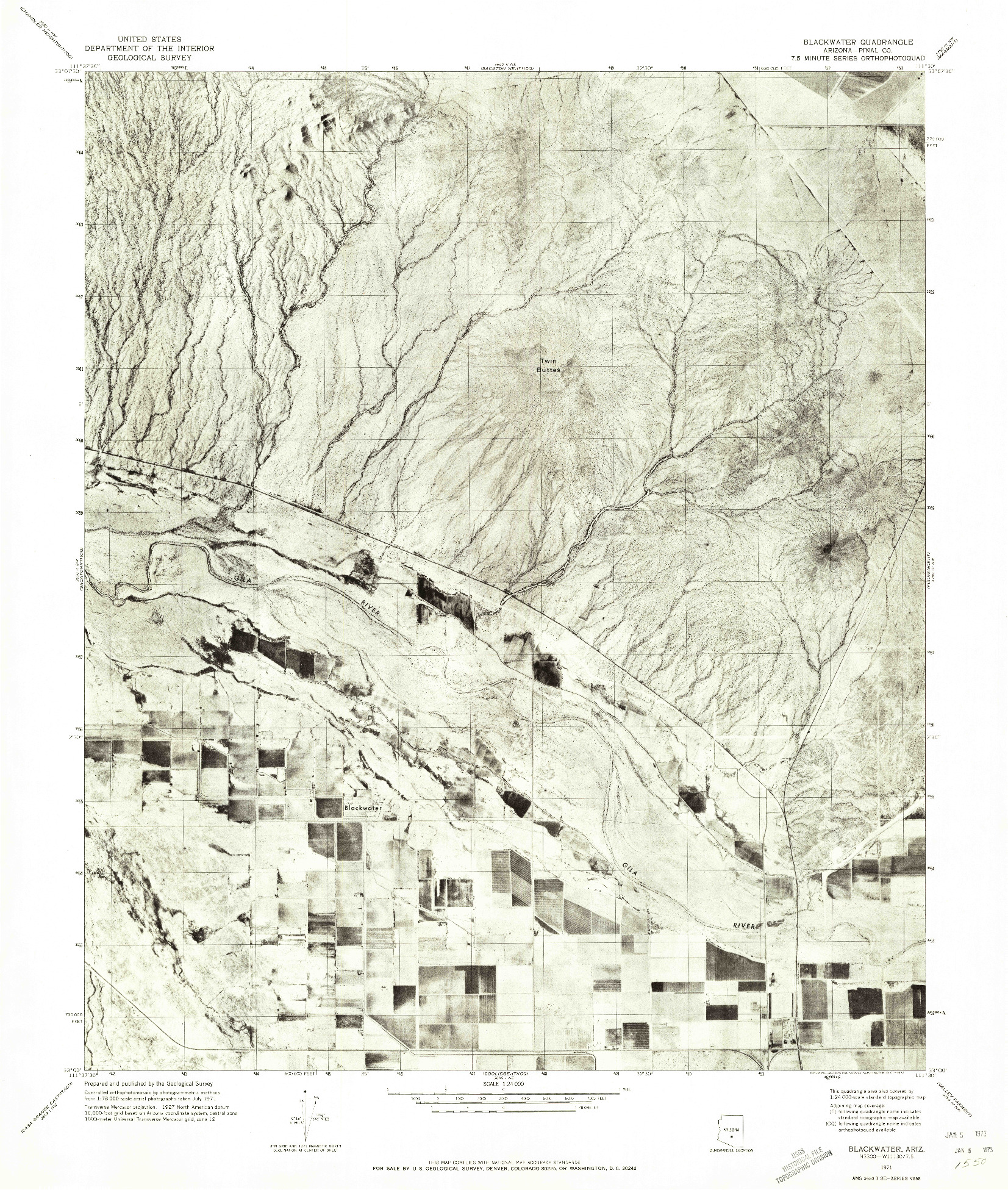 USGS 1:24000-SCALE QUADRANGLE FOR BLACKWATER, AZ 1971