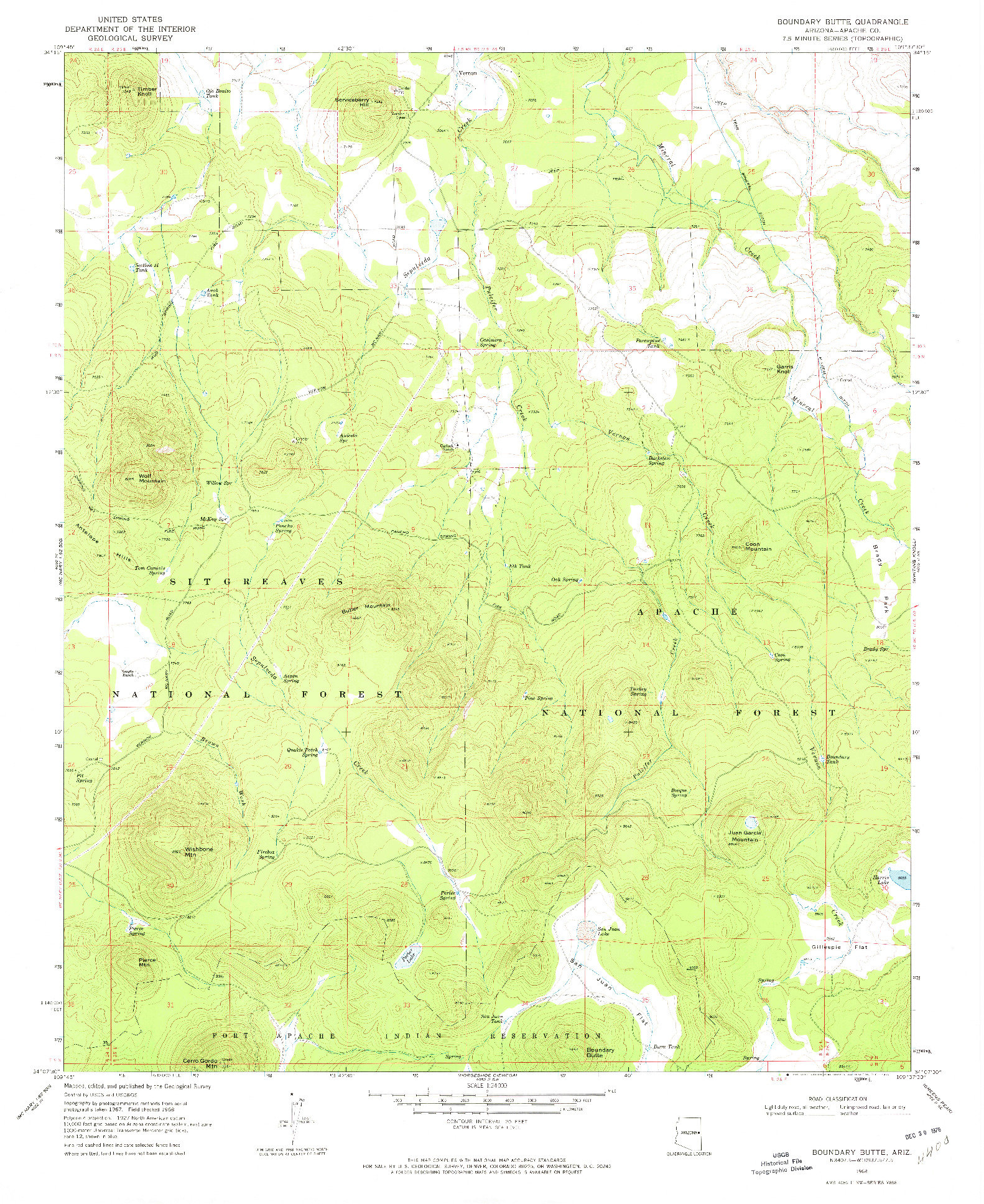 USGS 1:24000-SCALE QUADRANGLE FOR BOUNDARY BUTTE, AZ 1968