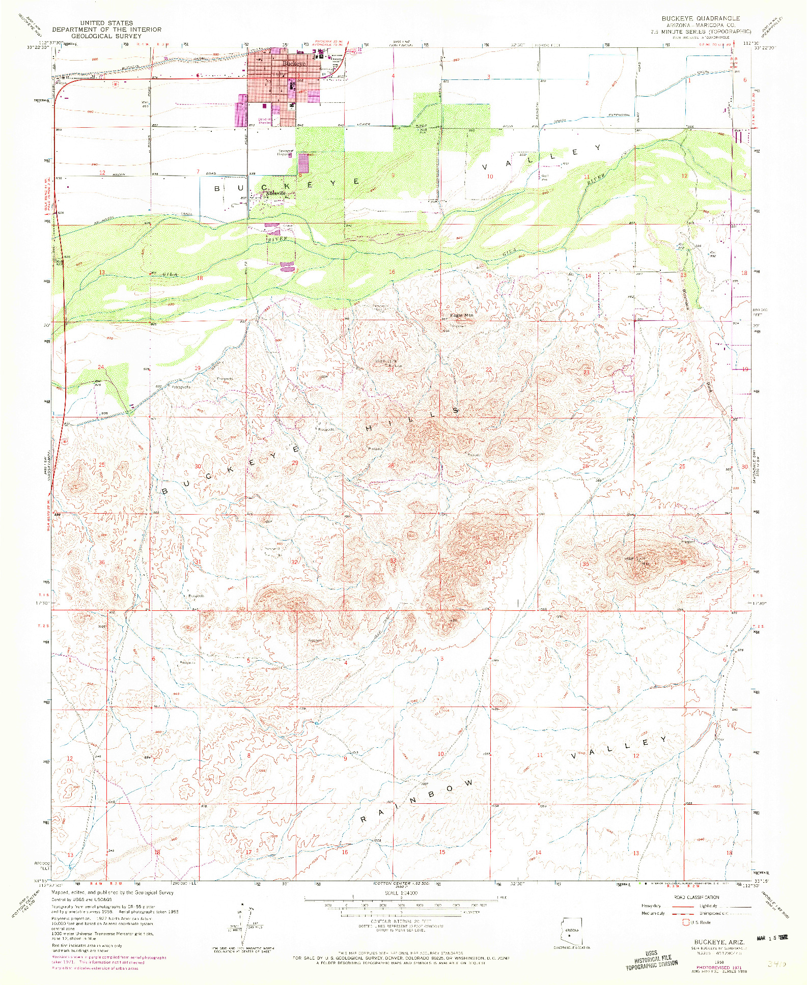 USGS 1:24000-SCALE QUADRANGLE FOR BUCKEYE, AZ 1958