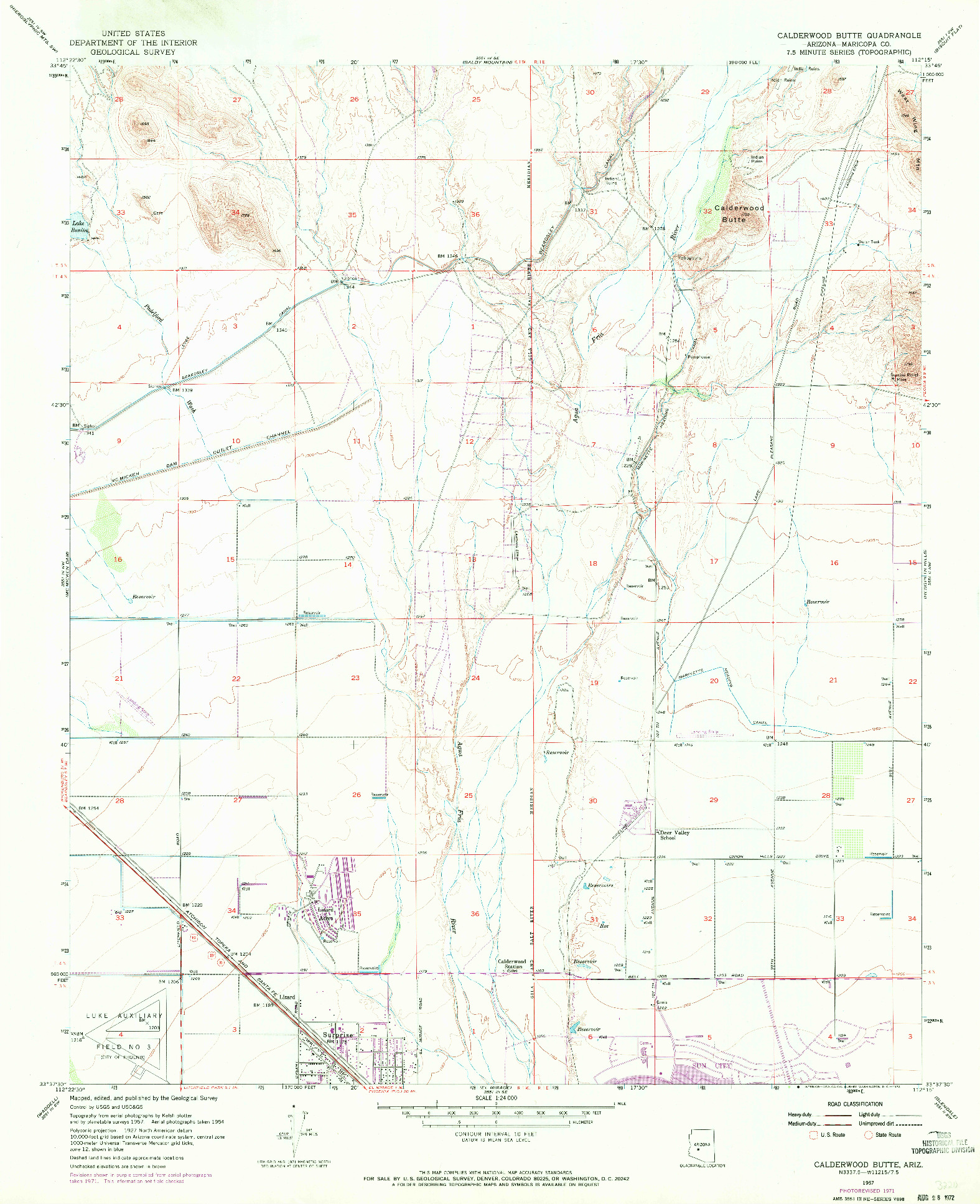 USGS 1:24000-SCALE QUADRANGLE FOR CALDERWOOD BUTTE, AZ 1957