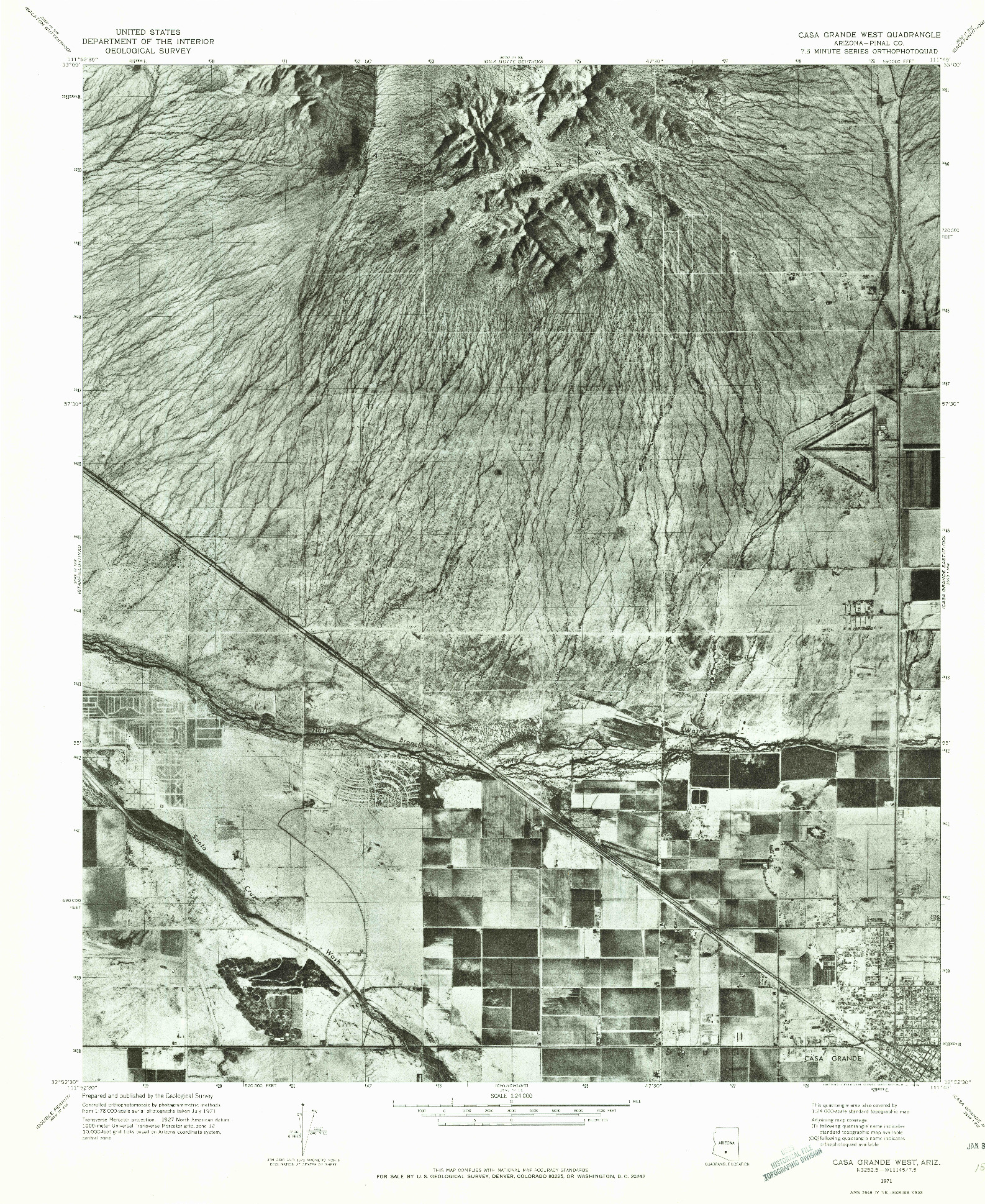 USGS 1:24000-SCALE QUADRANGLE FOR CASA GRANDE WEST, AZ 1971