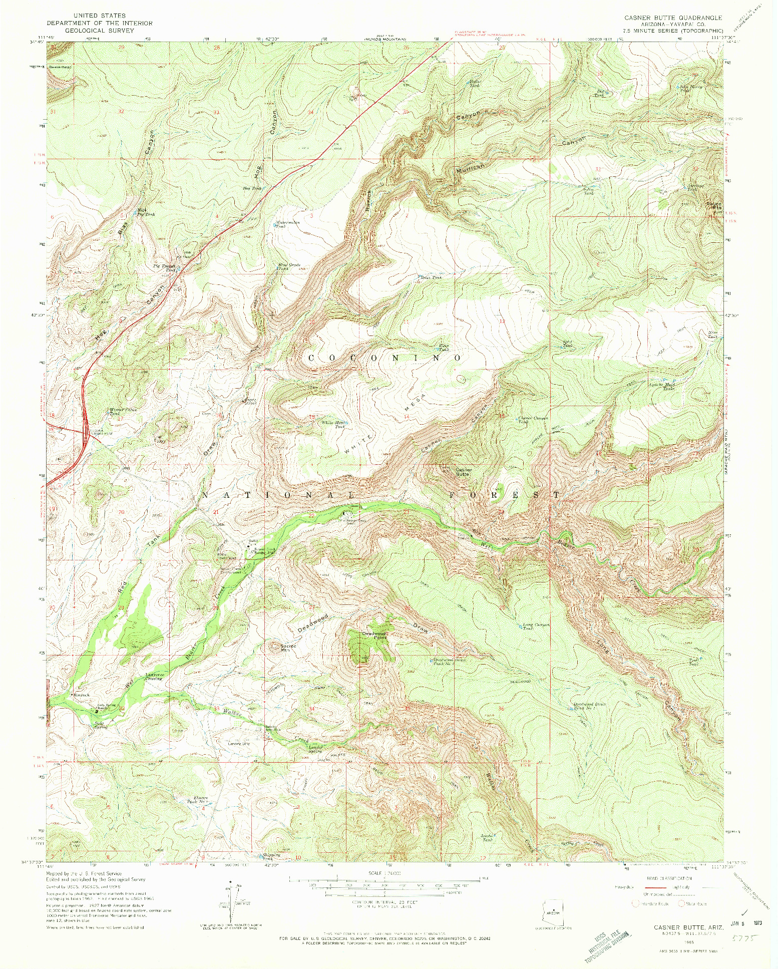 USGS 1:24000-SCALE QUADRANGLE FOR CASNER BUTTE, AZ 1965