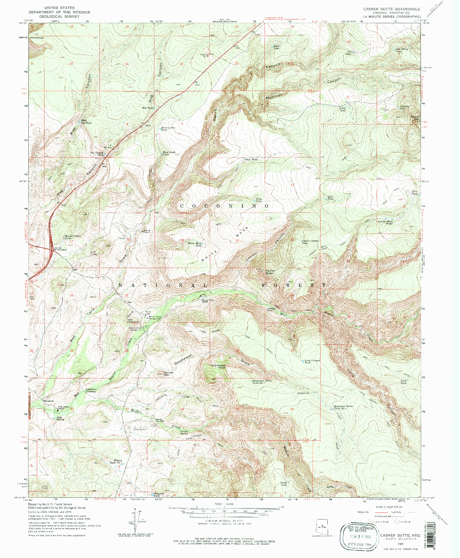 USGS 1:24000-SCALE QUADRANGLE FOR CASNER BUTTE, AZ 1965