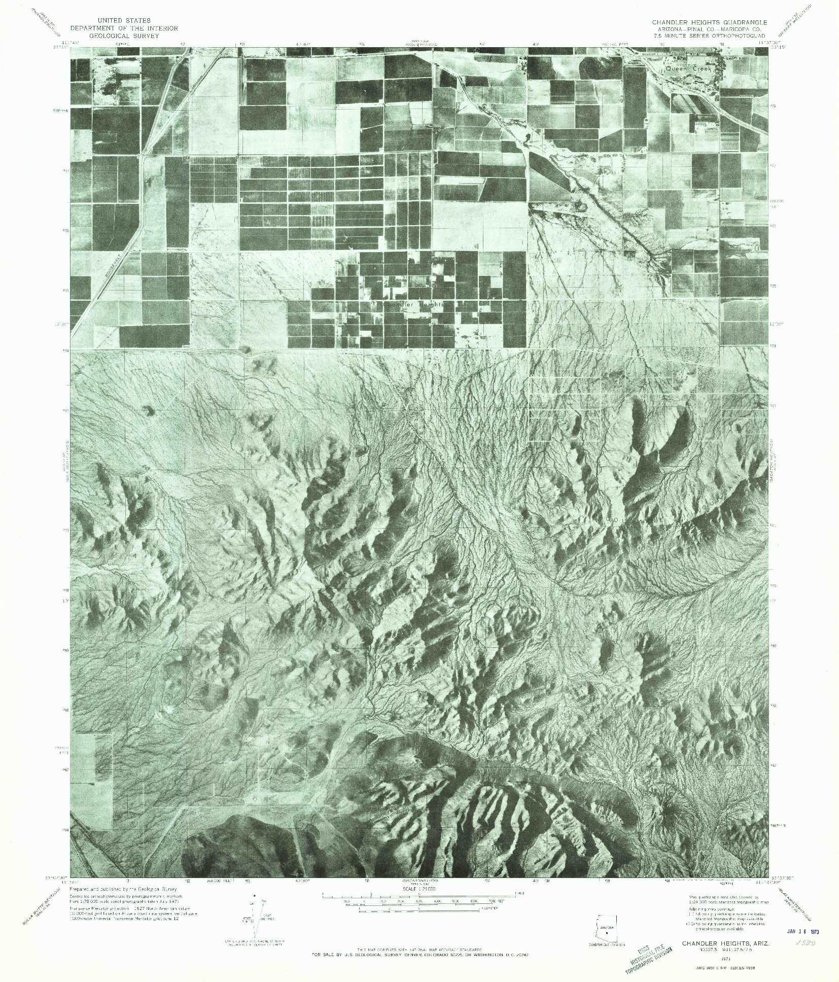 USGS 1:24000-SCALE QUADRANGLE FOR CHANDLER HEIGHTS, AZ 1971