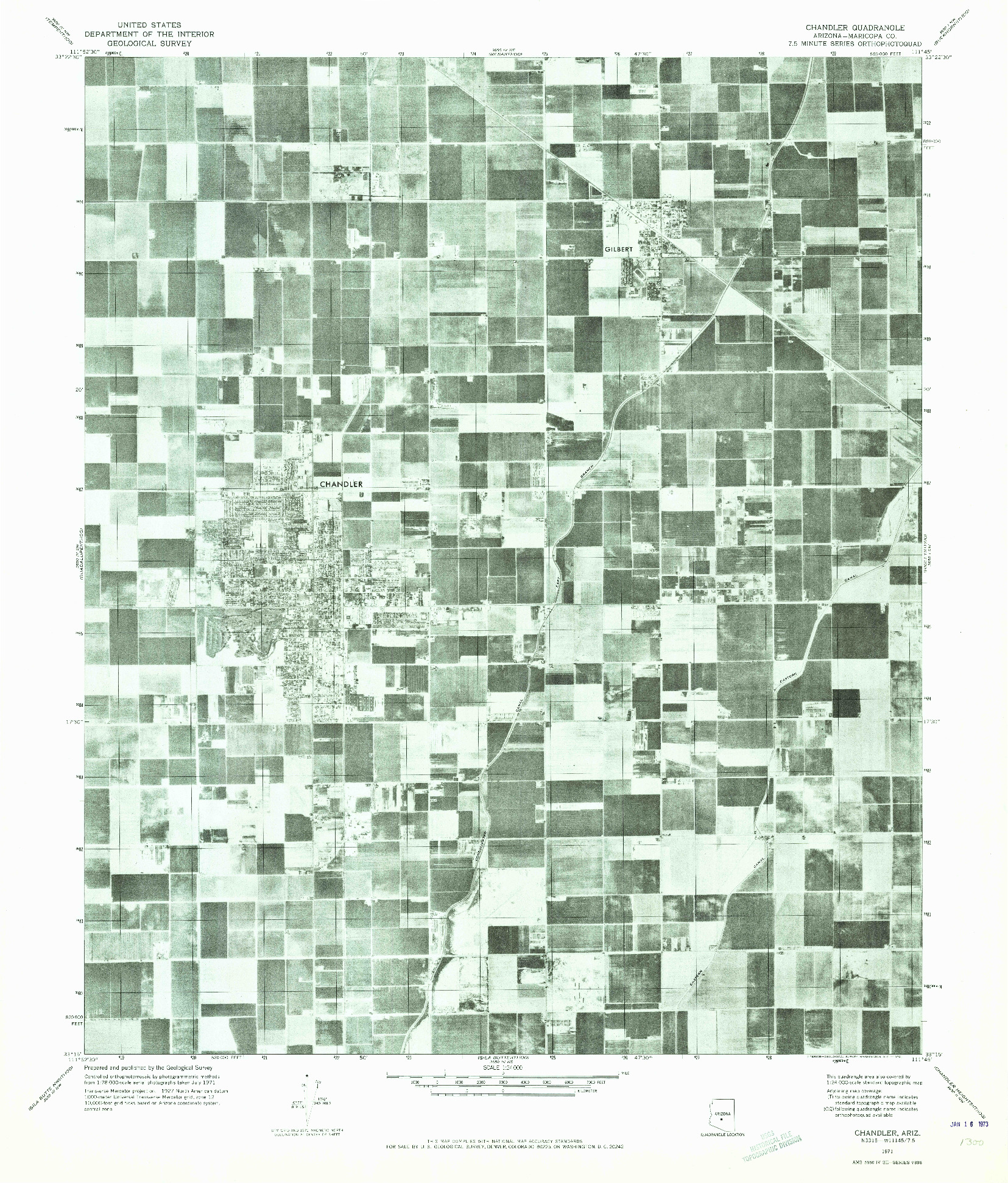 USGS 1:24000-SCALE QUADRANGLE FOR CHANDLER, AZ 1971