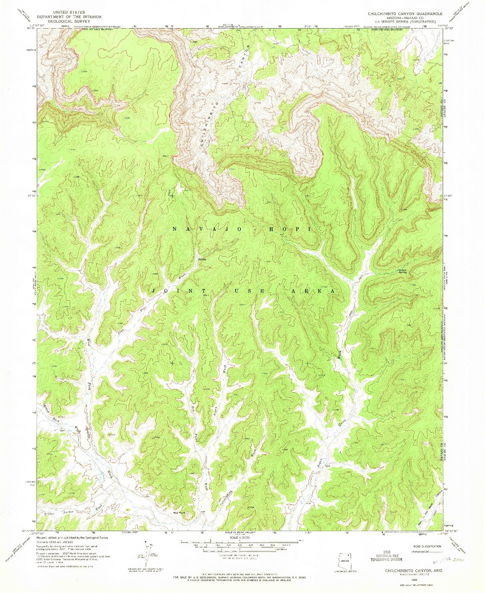 USGS 1:24000-SCALE QUADRANGLE FOR CHILCHINBITO CANYON, AZ 1968