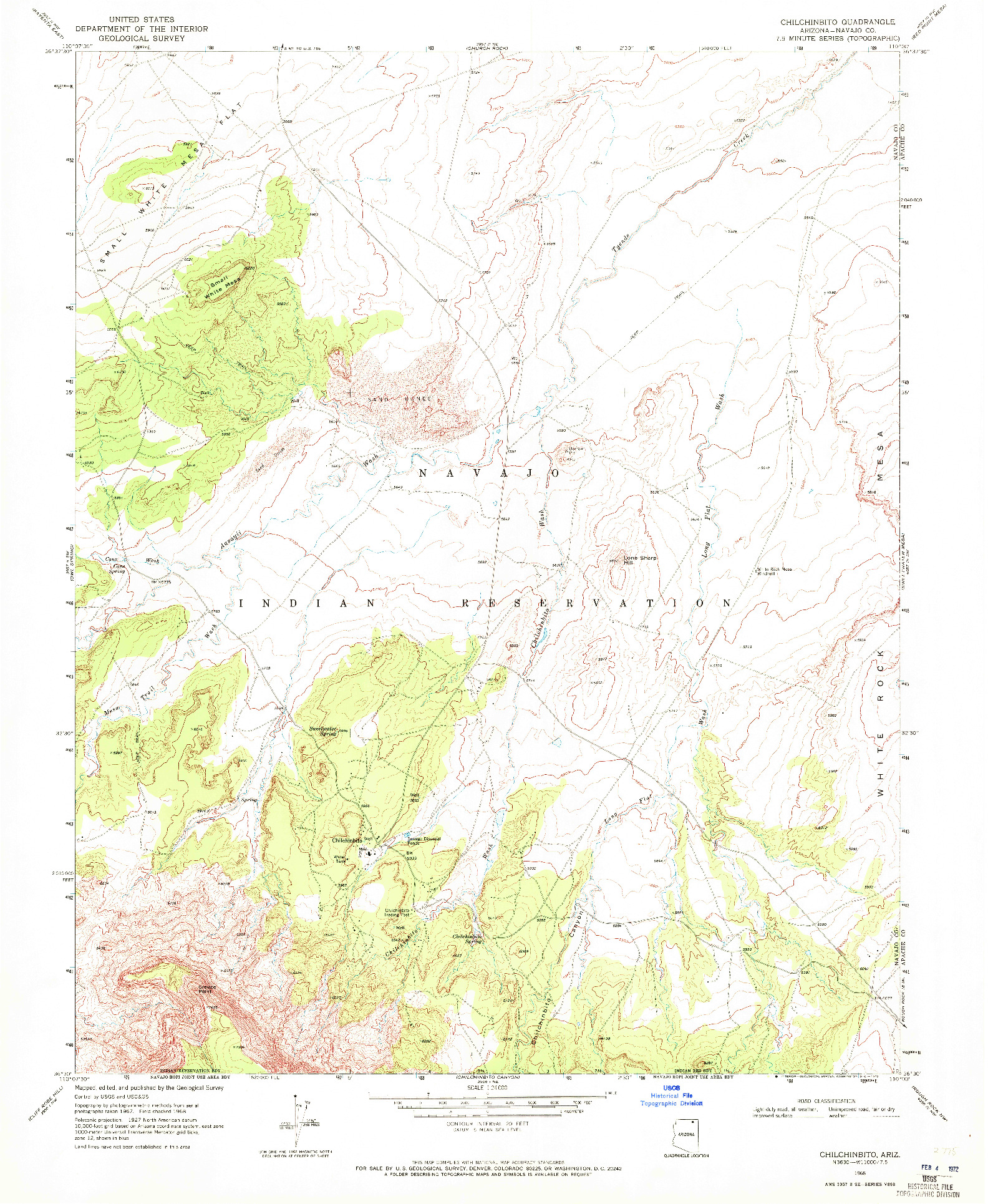USGS 1:24000-SCALE QUADRANGLE FOR CHILCHINBITO, AZ 1968