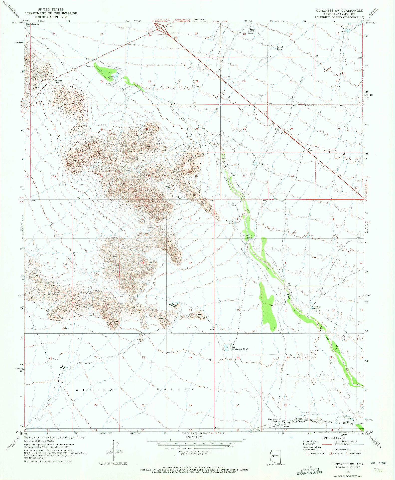 USGS 1:24000-SCALE QUADRANGLE FOR CONGRESS SW, AZ 1969