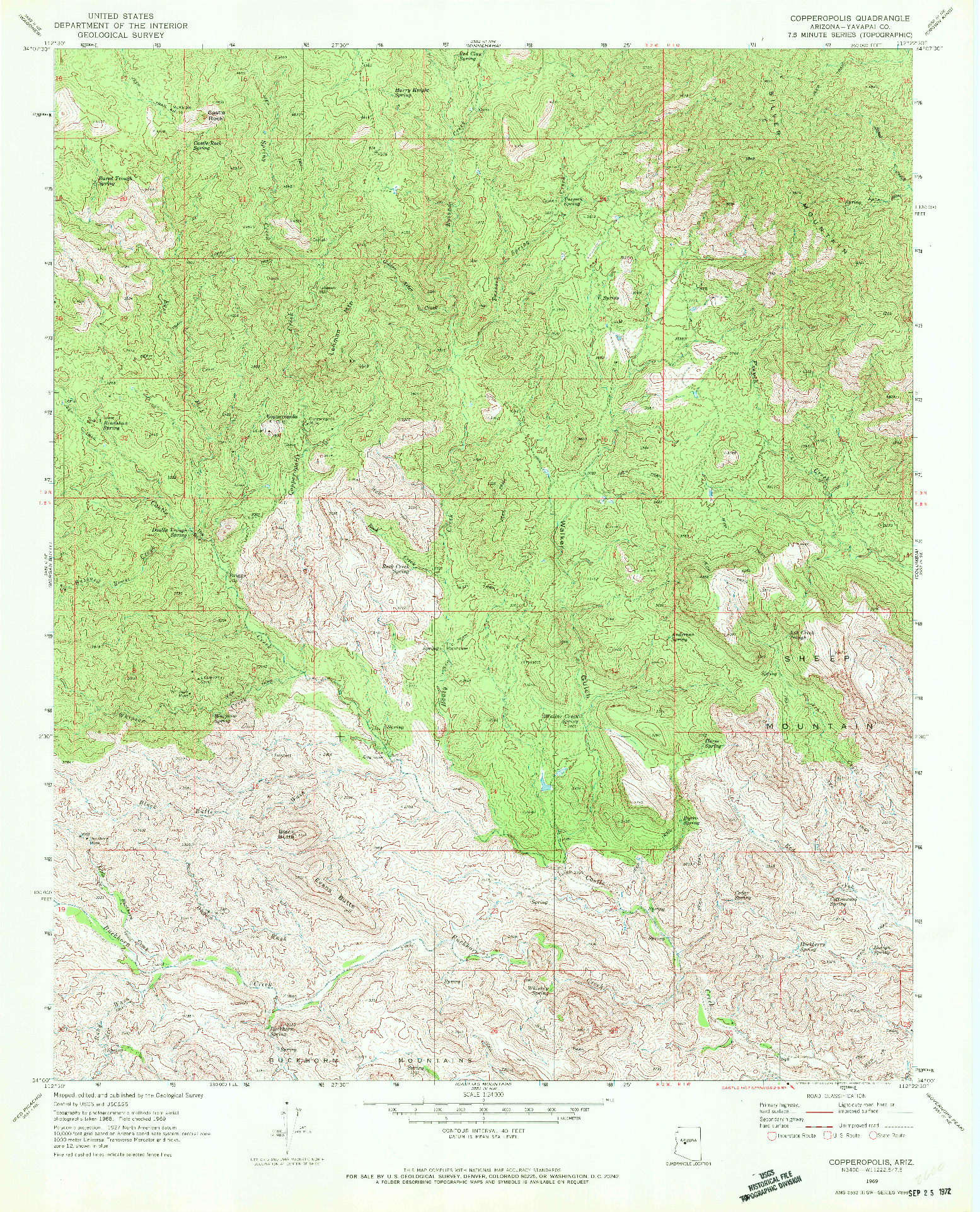 USGS 1:24000-SCALE QUADRANGLE FOR COPPEROPOLIS, AZ 1969