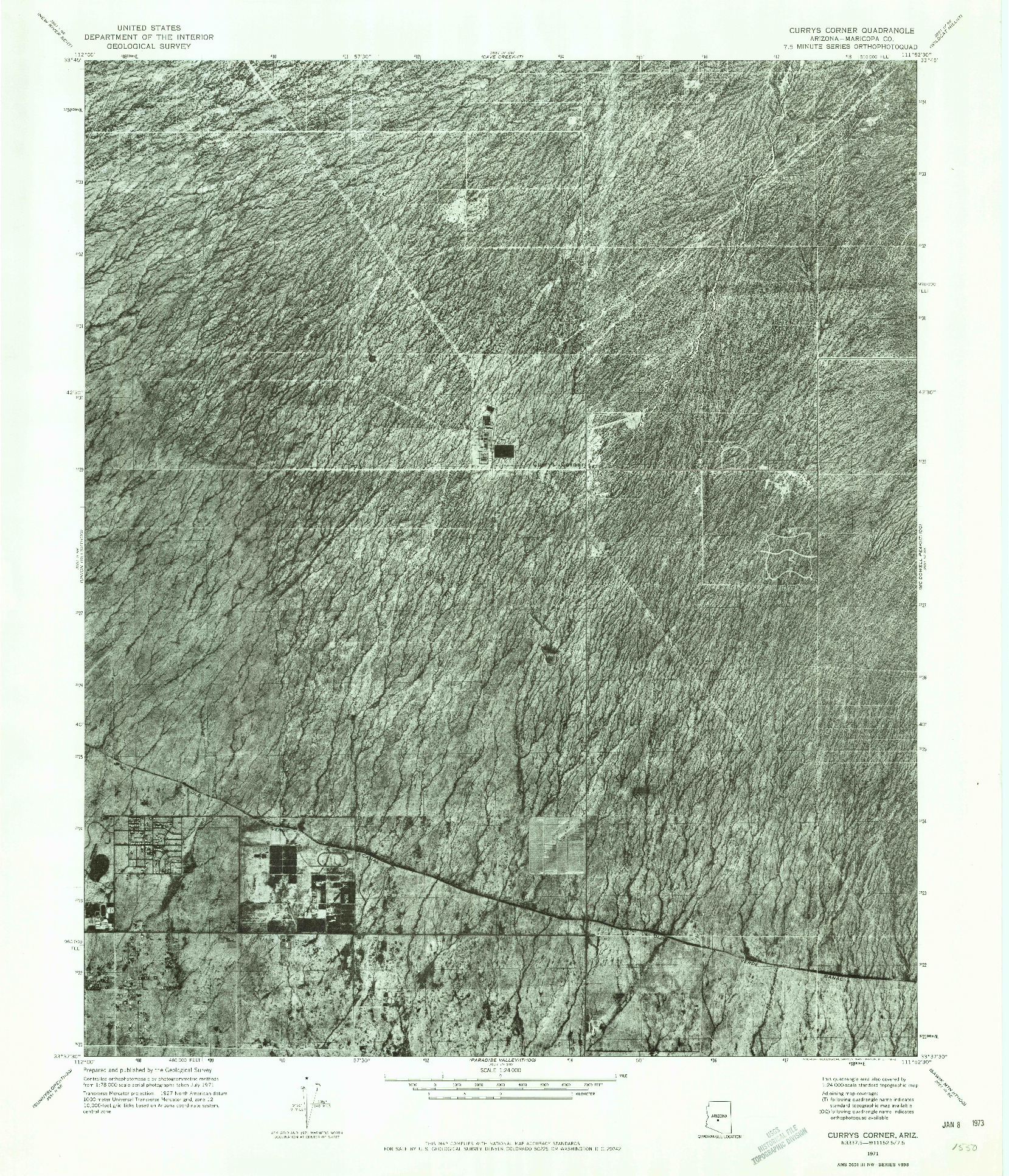 USGS 1:24000-SCALE QUADRANGLE FOR CURRYS CORNER, AZ 1971
