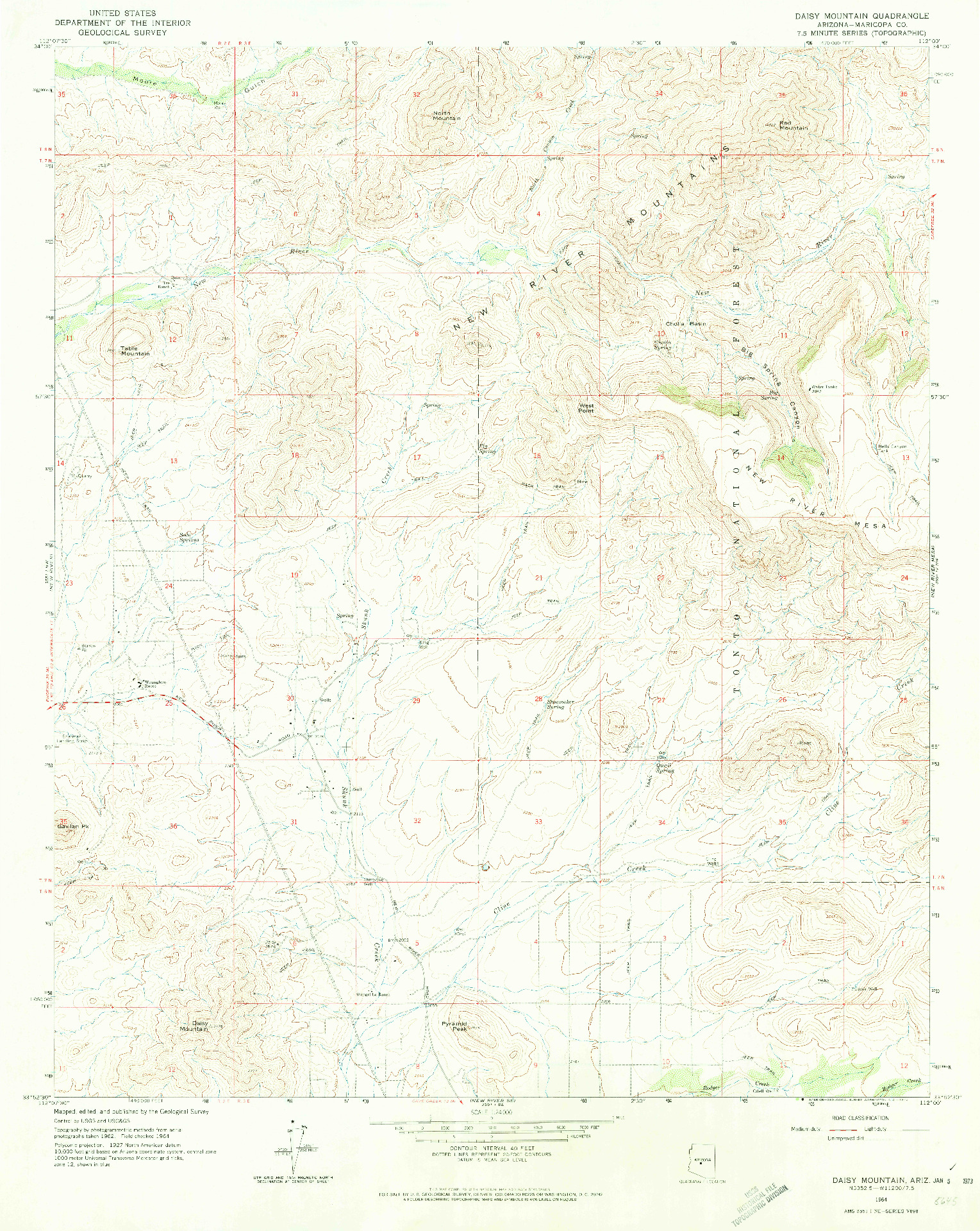 USGS 1:24000-SCALE QUADRANGLE FOR DAISY MOUNTAIN, AZ 1964