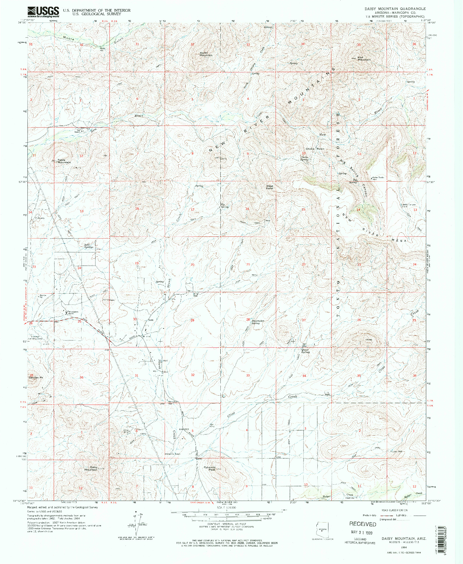 USGS 1:24000-SCALE QUADRANGLE FOR DAISY MOUNTAIN, AZ 1964
