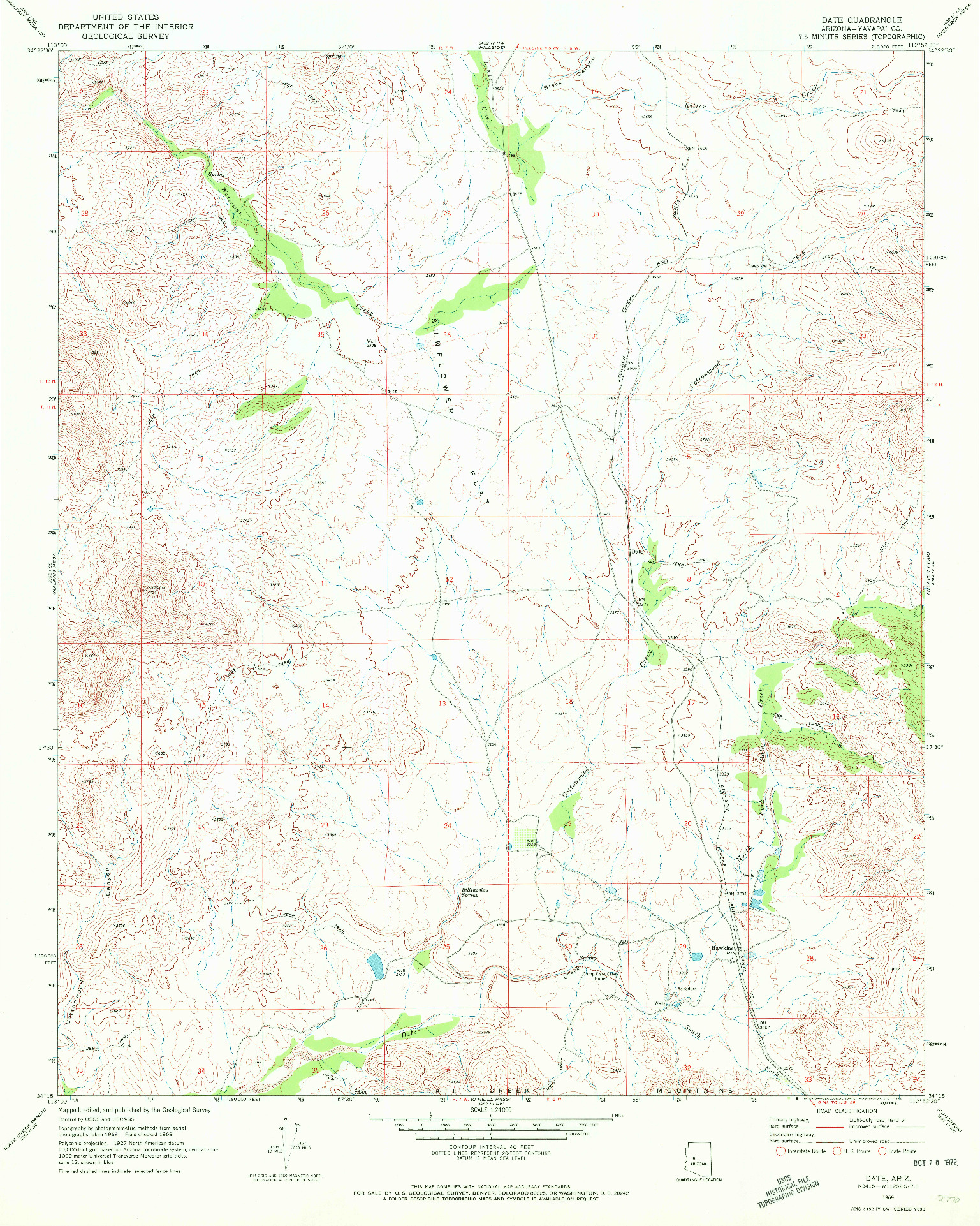 USGS 1:24000-SCALE QUADRANGLE FOR DATE, AZ 1969