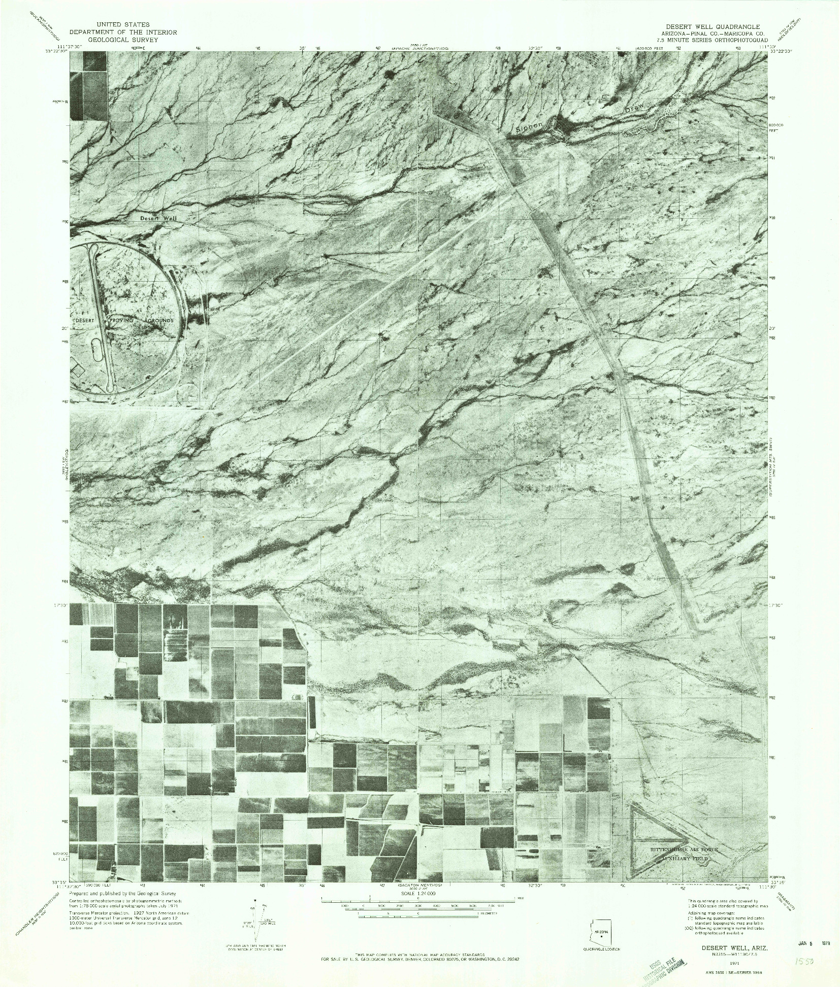 USGS 1:24000-SCALE QUADRANGLE FOR DESERT WELL, AZ 1971