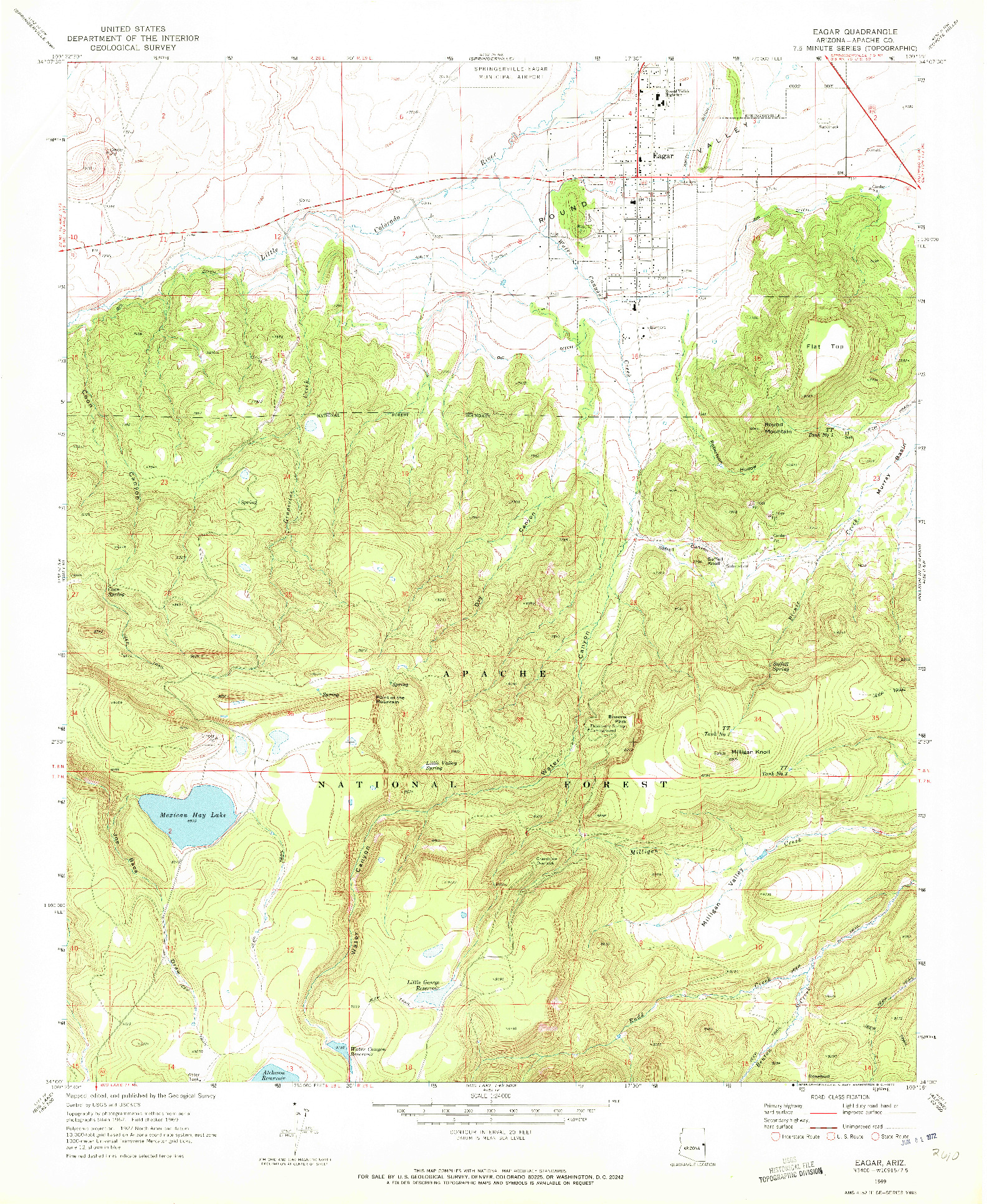 USGS 1:24000-SCALE QUADRANGLE FOR EAGAR, AZ 1969