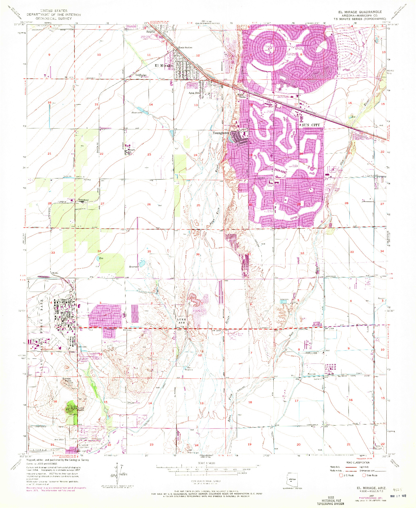 USGS 1:24000-SCALE QUADRANGLE FOR EL MIRAGE, AZ 1957