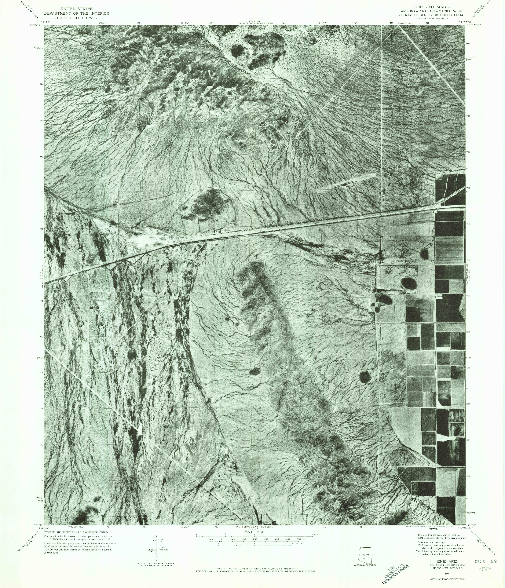 USGS 1:24000-SCALE QUADRANGLE FOR ENID, AZ 1971