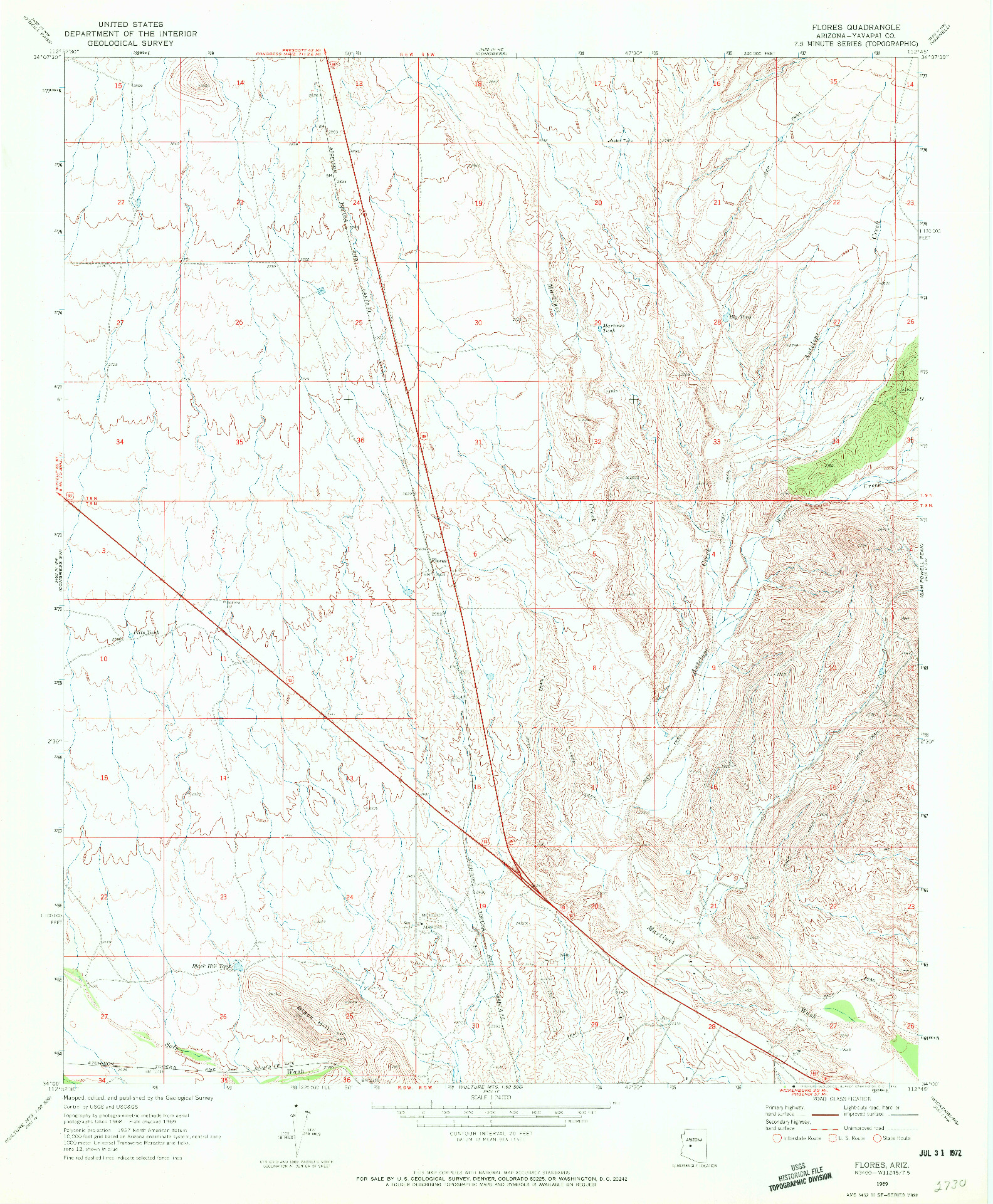 USGS 1:24000-SCALE QUADRANGLE FOR FLORES, AZ 1969