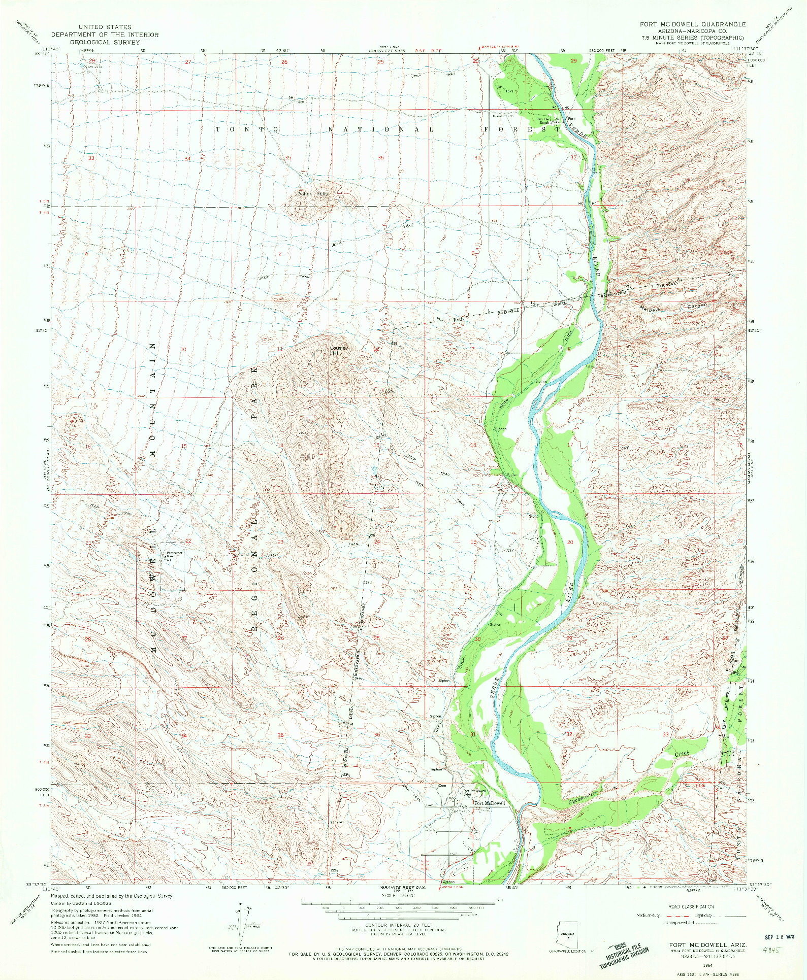USGS 1:24000-SCALE QUADRANGLE FOR FORT MCDOWELL, AZ 1964