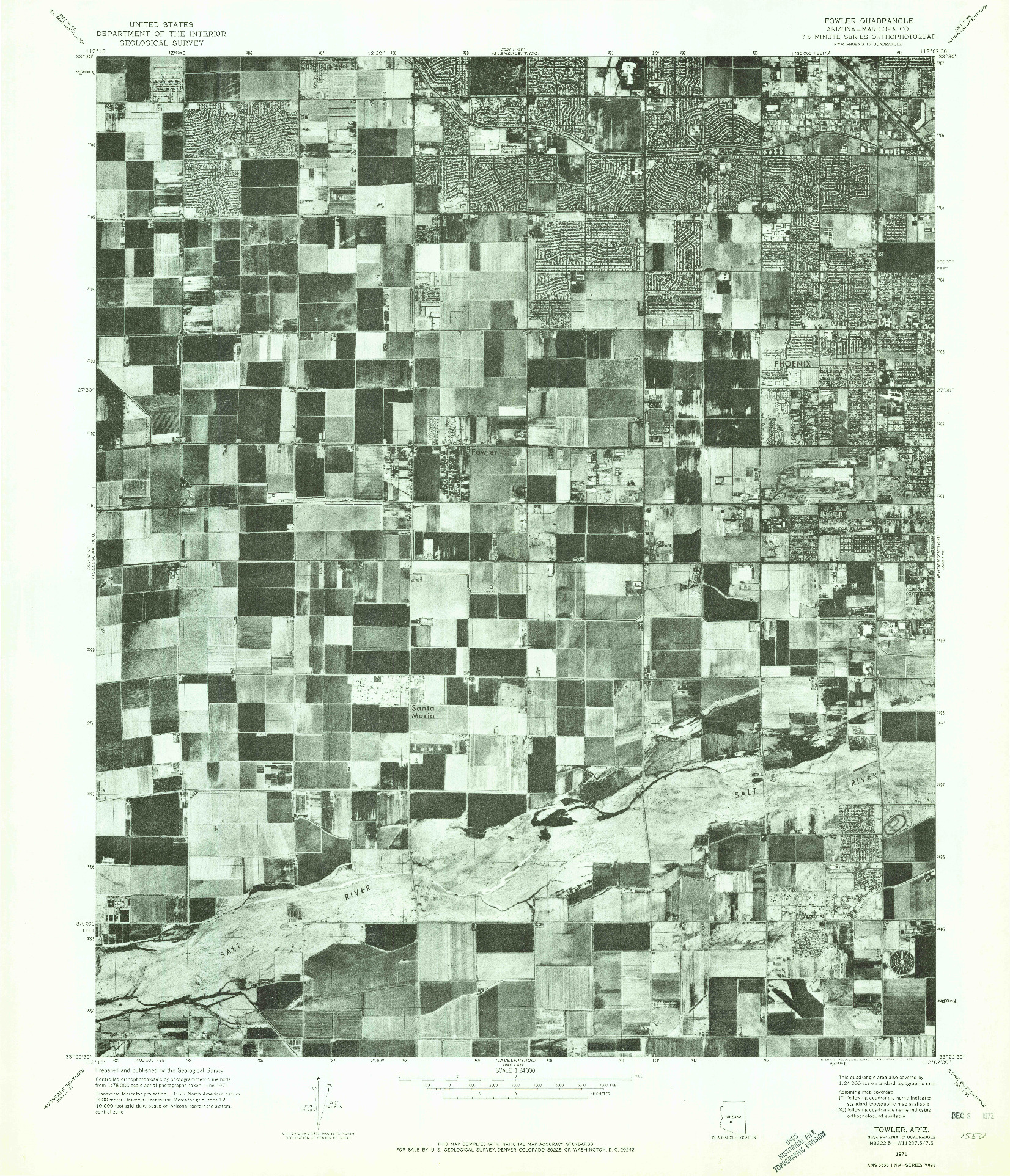 USGS 1:24000-SCALE QUADRANGLE FOR FOWLER, AZ 1971