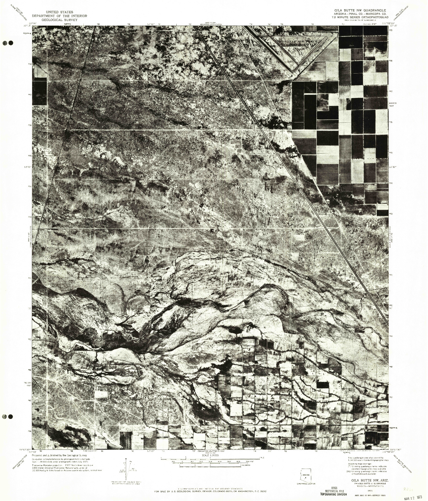 USGS 1:24000-SCALE QUADRANGLE FOR GILA BUTTE NW, AZ 1971