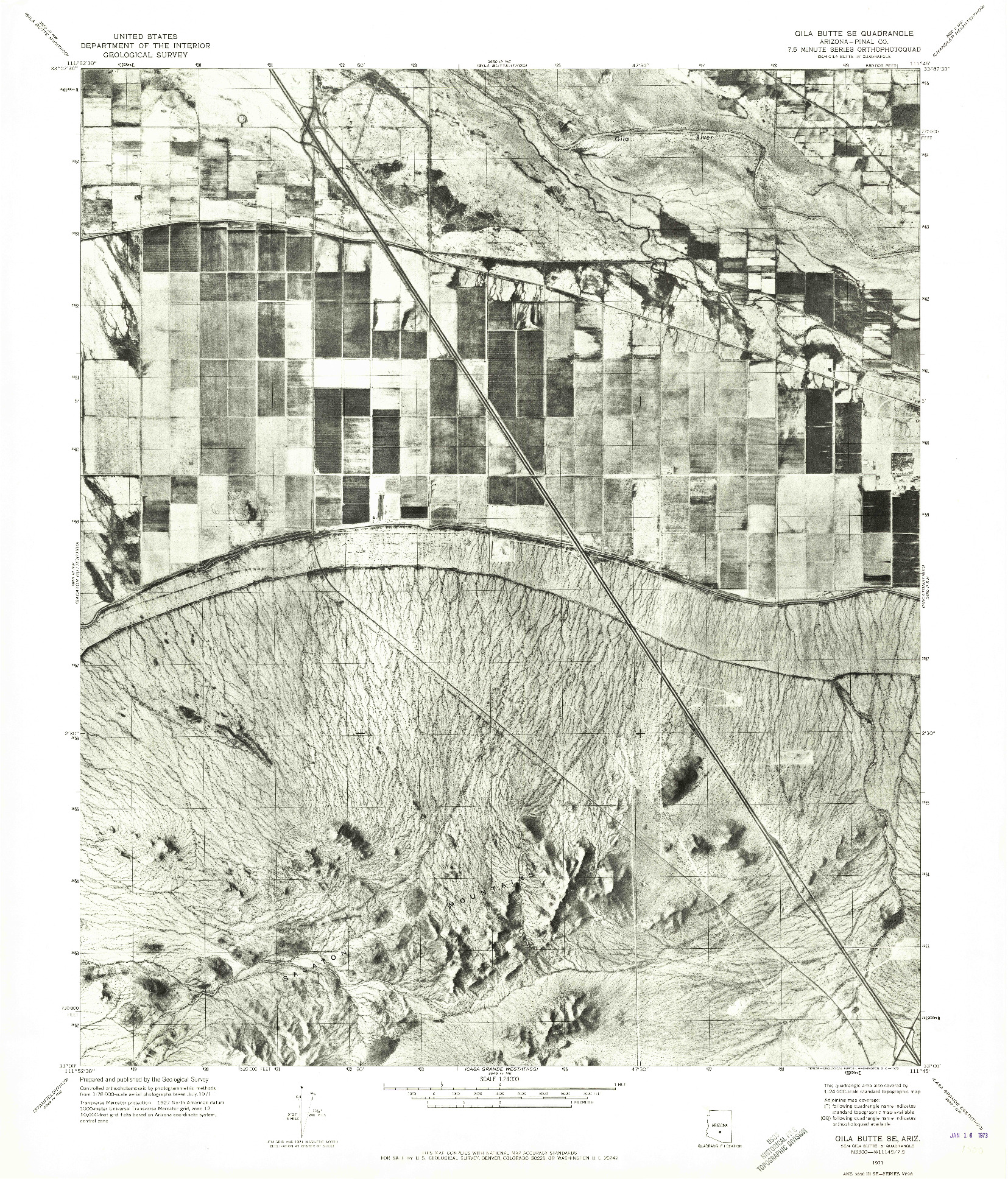 USGS 1:24000-SCALE QUADRANGLE FOR GILA BUTTE SE, AZ 1971