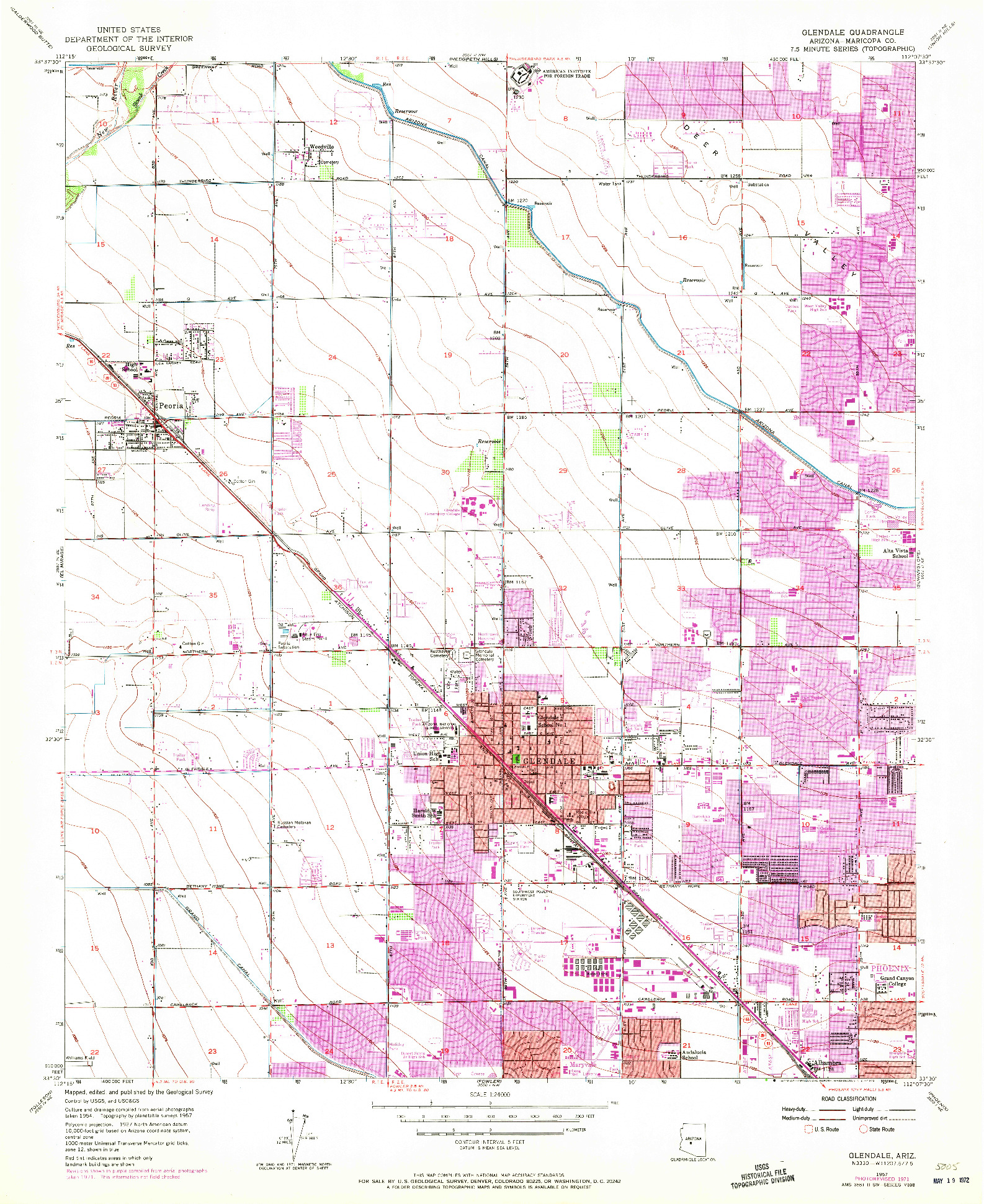 USGS 1:24000-SCALE QUADRANGLE FOR GLENDALE, AZ 1957