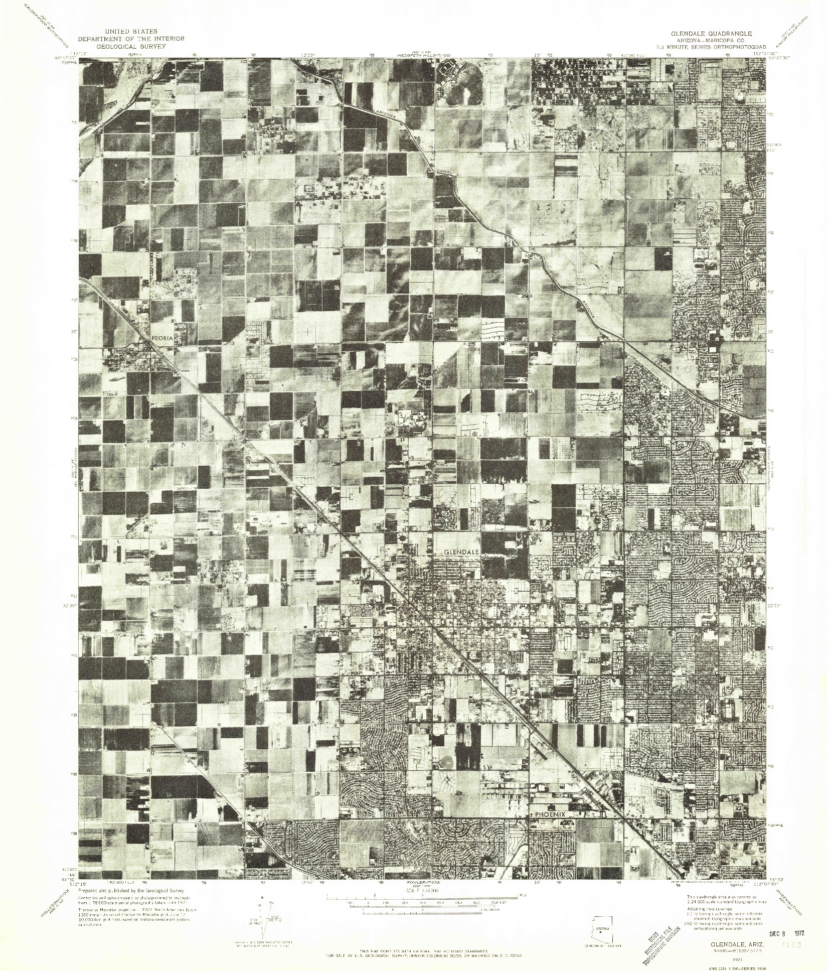 USGS 1:24000-SCALE QUADRANGLE FOR GLENDALE, AZ 1971
