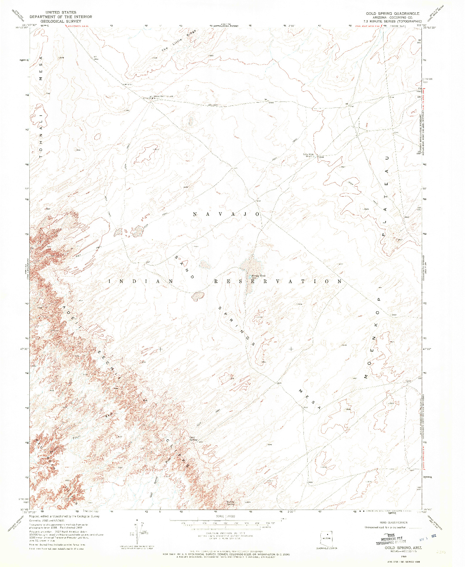 USGS 1:24000-SCALE QUADRANGLE FOR GOLD SPRING, AZ 1969