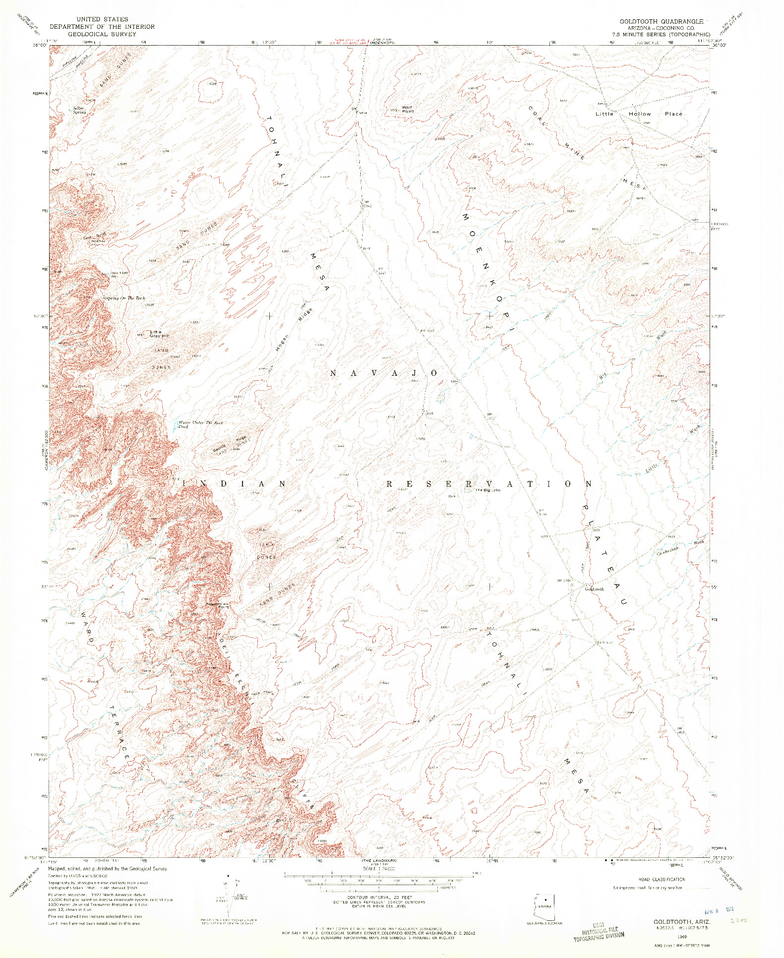 USGS 1:24000-SCALE QUADRANGLE FOR GOLDTOOTH, AZ 1969