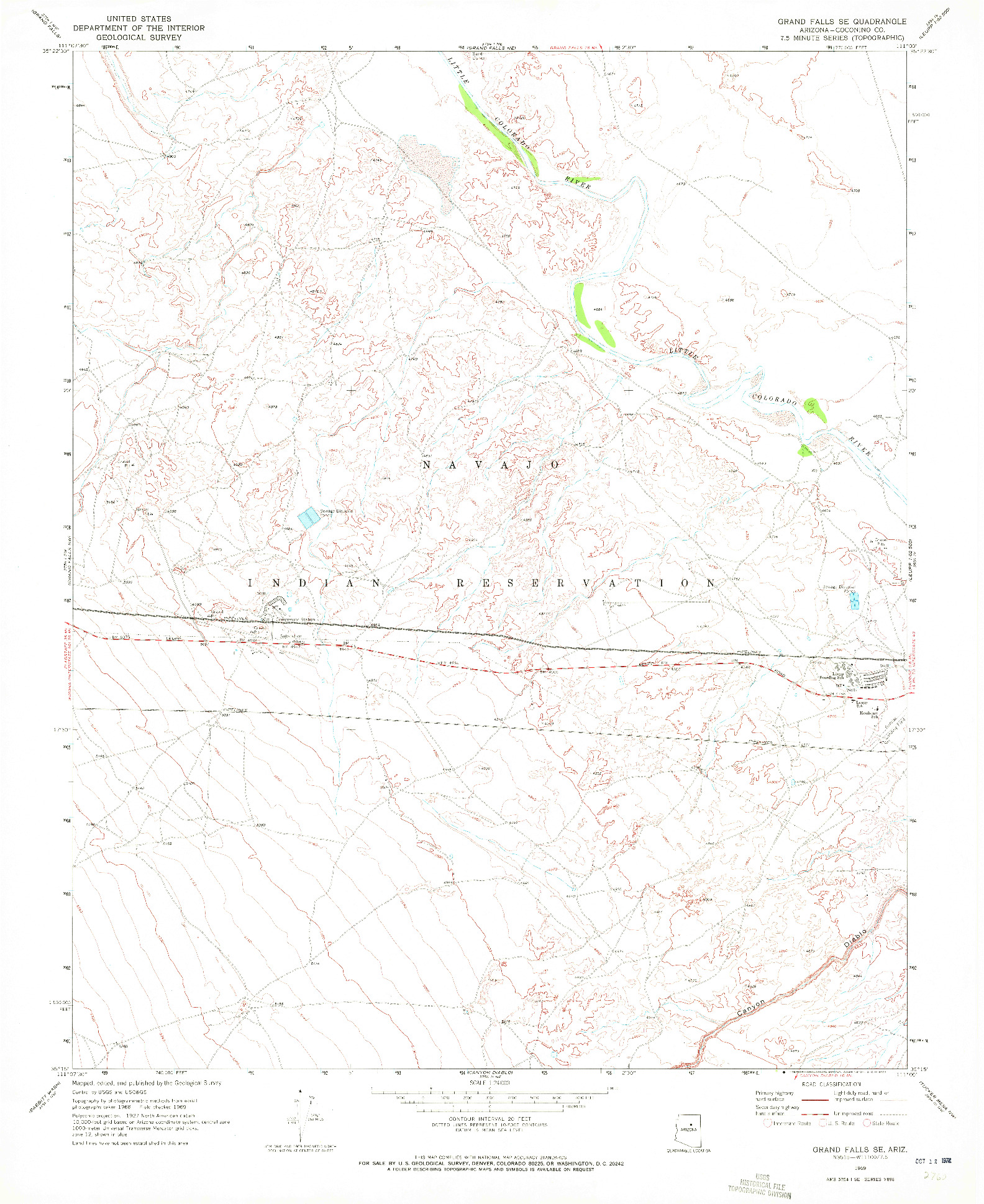 USGS 1:24000-SCALE QUADRANGLE FOR GRAND FALLS SE, AZ 1969