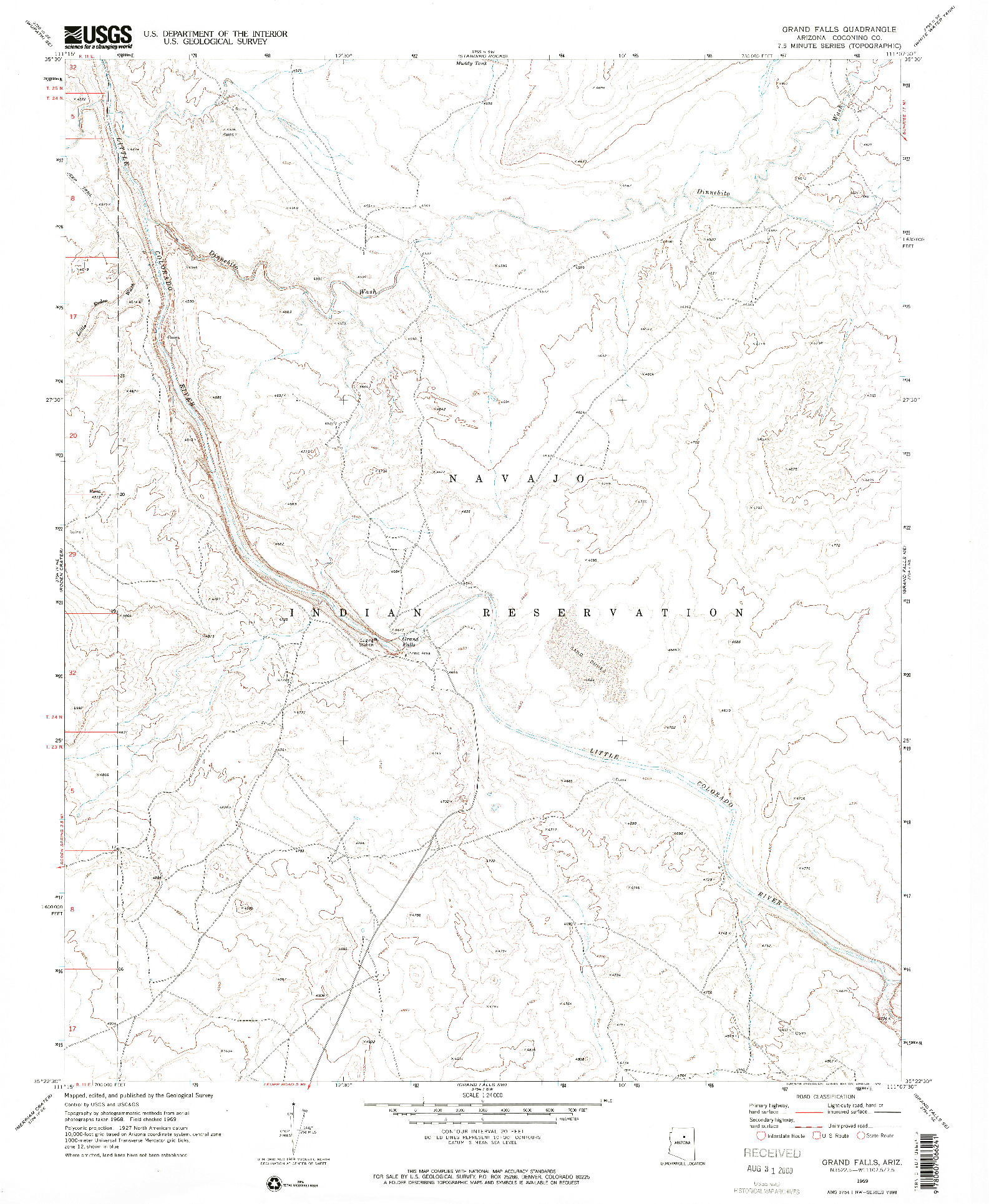 USGS 1:24000-SCALE QUADRANGLE FOR GRAND FALLS, AZ 1969