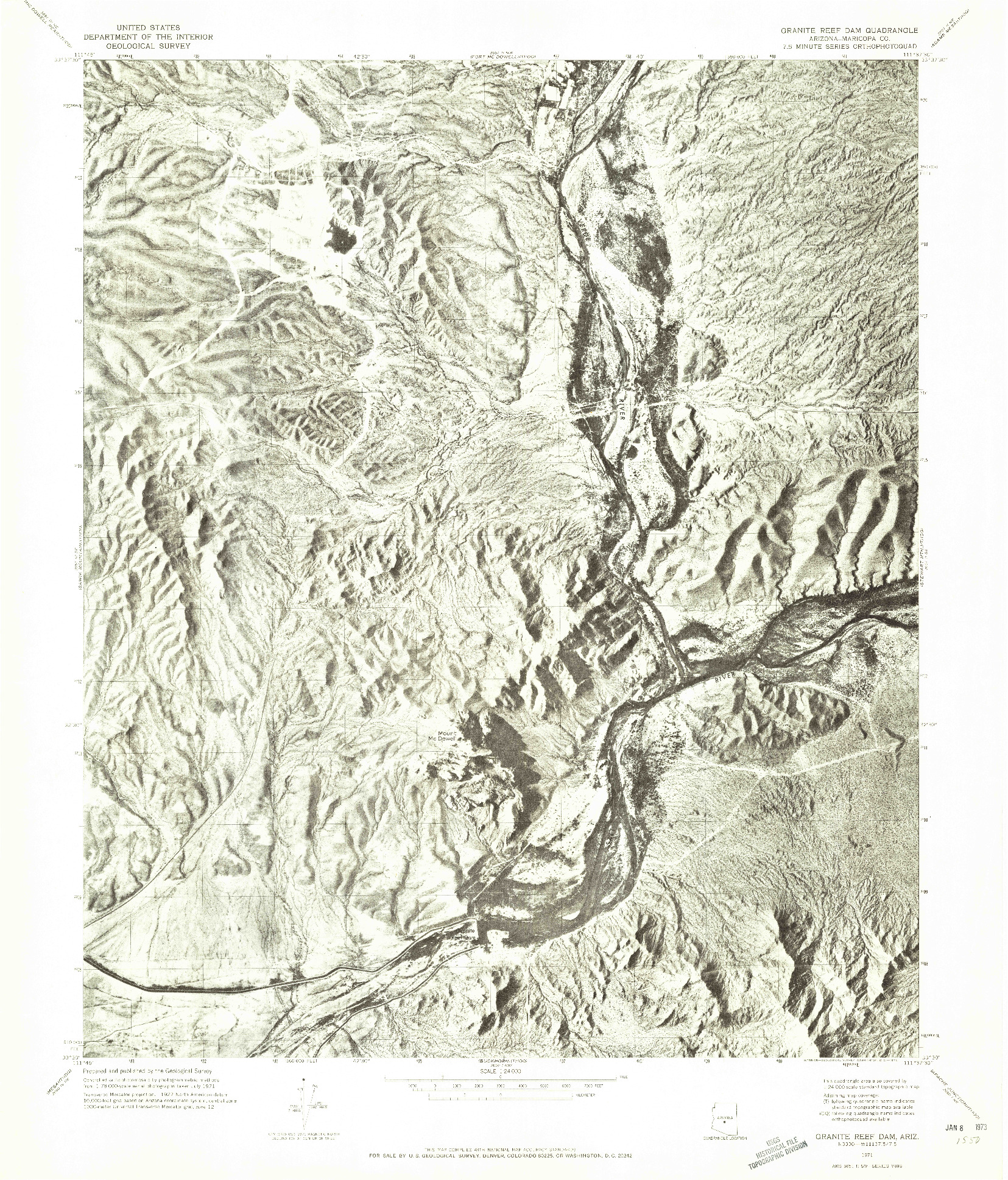 USGS 1:24000-SCALE QUADRANGLE FOR GRANITE REEF DAM, AZ 1971