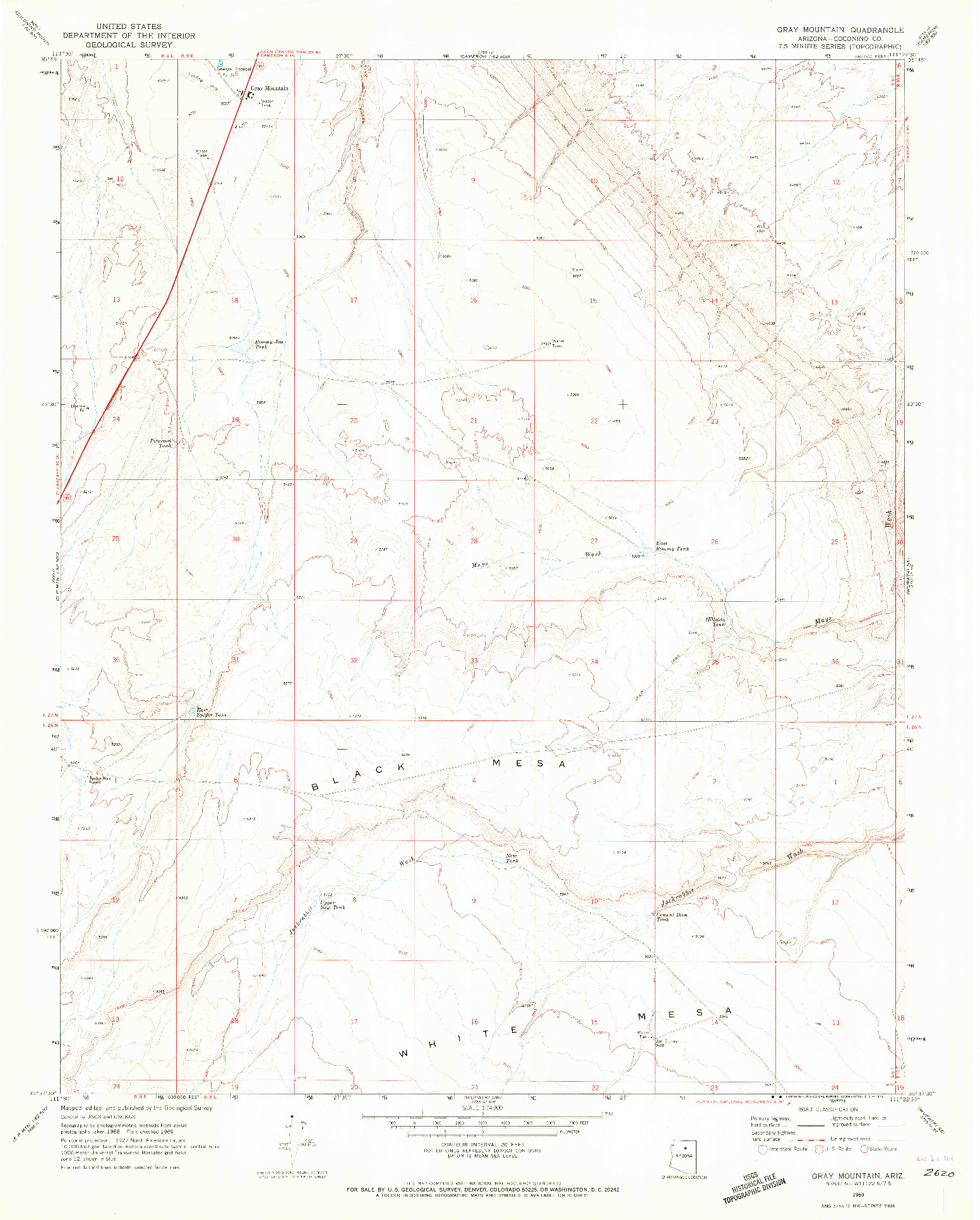 USGS 1:24000-SCALE QUADRANGLE FOR GRAY MOUNTAIN, AZ 1969