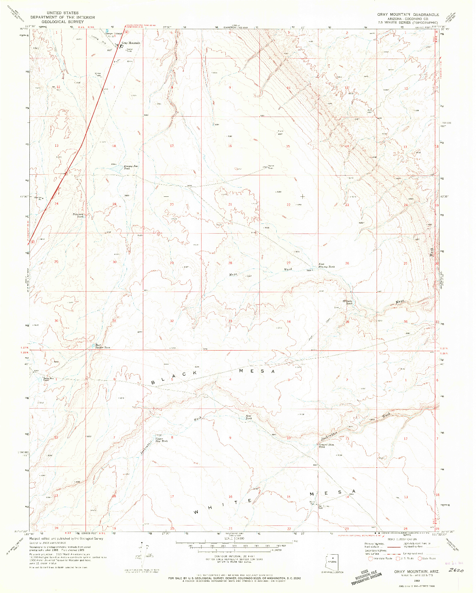 USGS 1:24000-SCALE QUADRANGLE FOR GRAY MOUNTAIN, AZ 1969